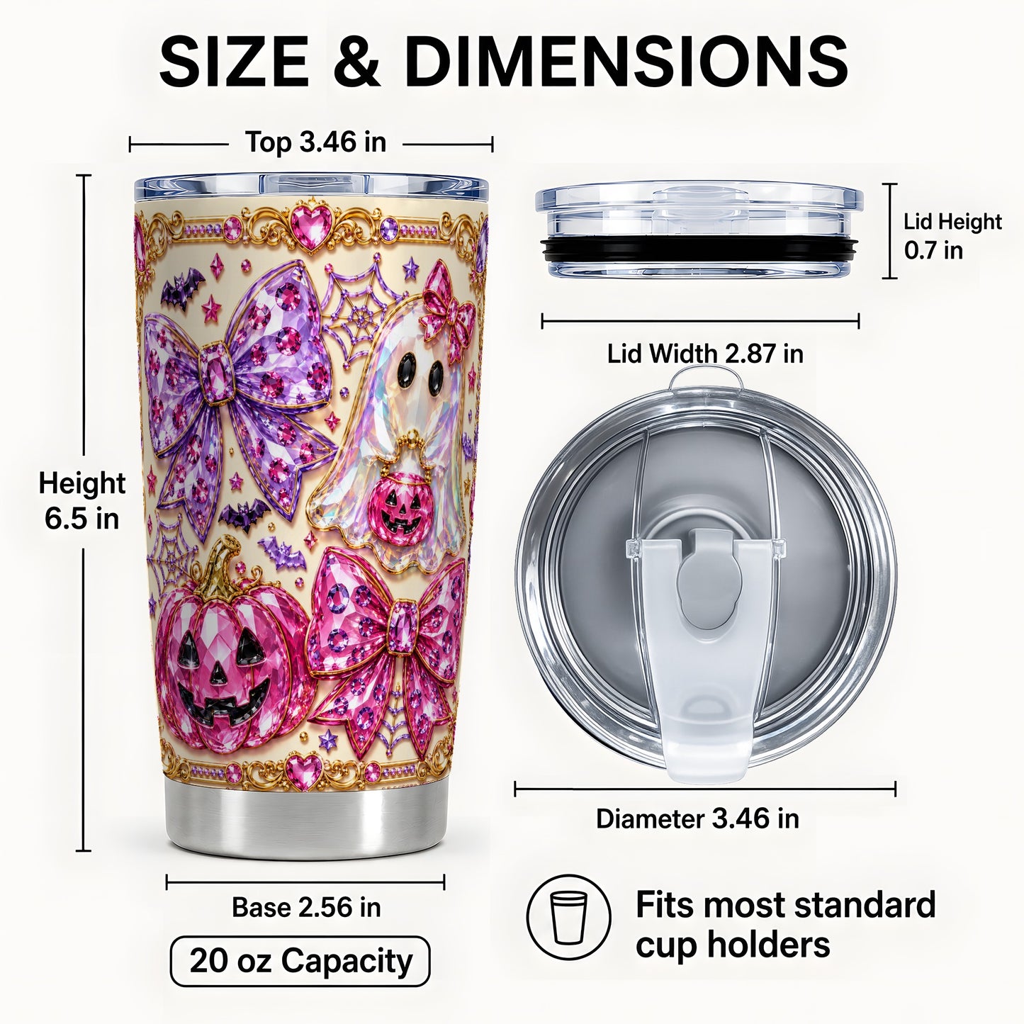 #pl[Steel] Pink Ghost Tumbler 20oz, Halloween Tumbler, Stainless Steel Travel Cup