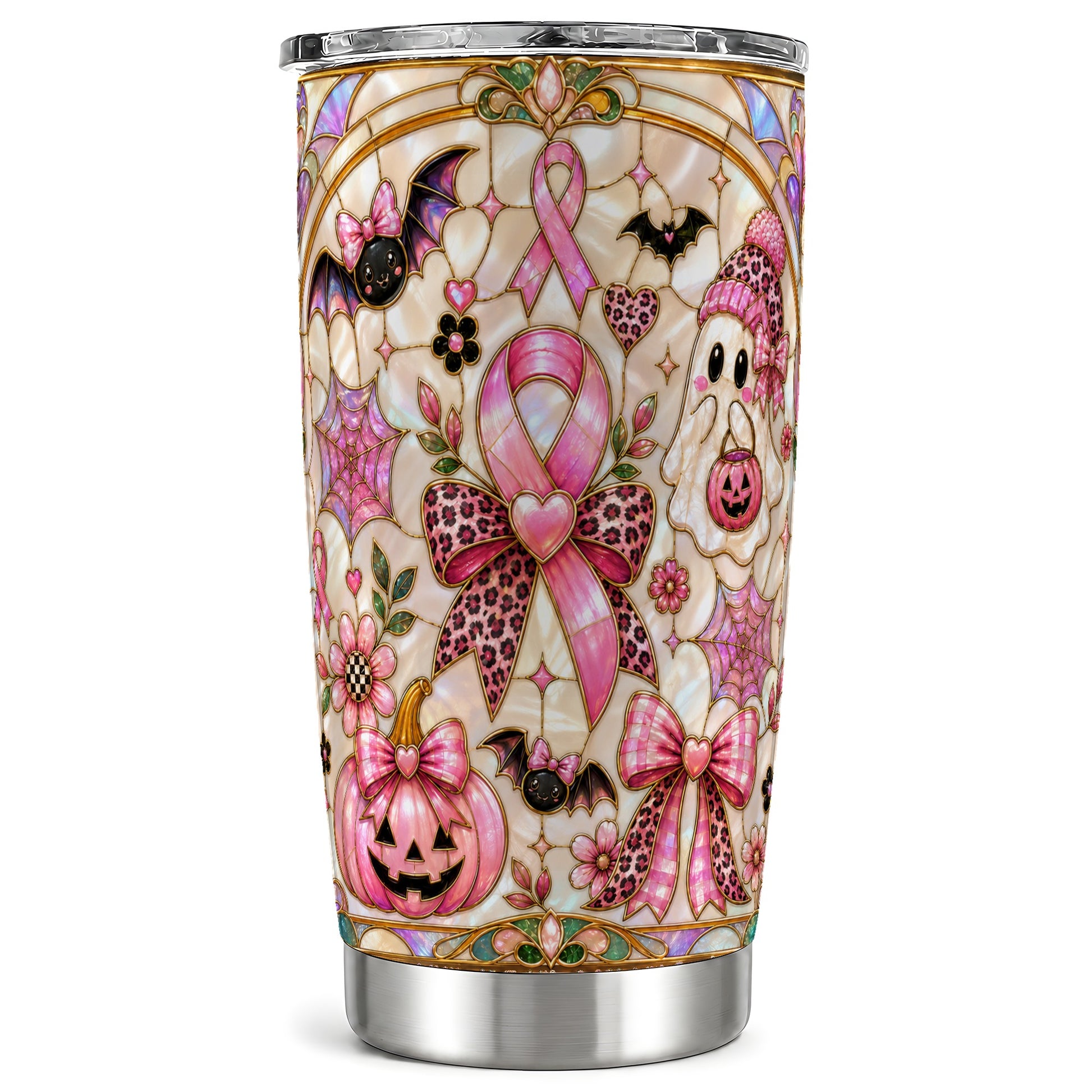 #pl[Steel] Ribbon Halloween 20oz Tumbler, Ghost Tumbler, Stainless Steel Travel Cup