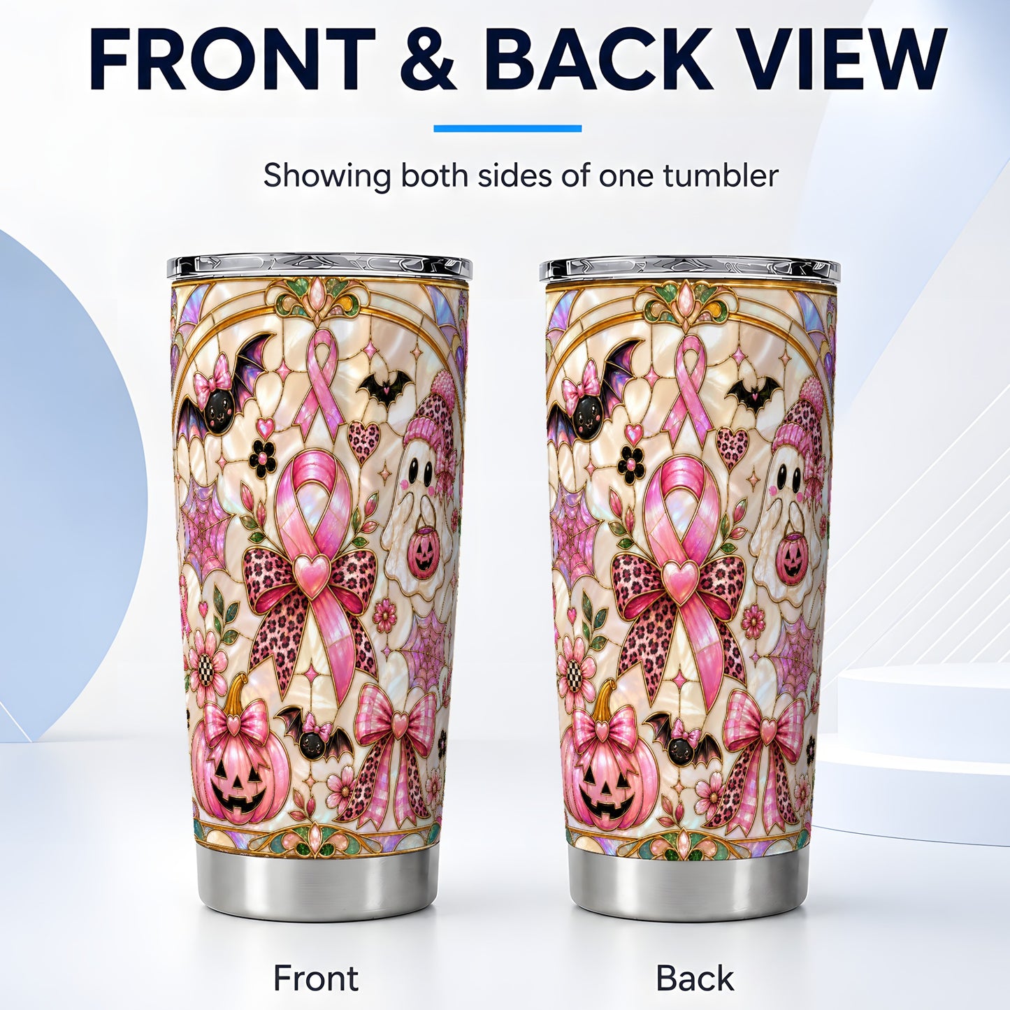 #pl[Steel] Ribbon Halloween 20oz Tumbler, Ghost Tumbler, Stainless Steel Travel Cup