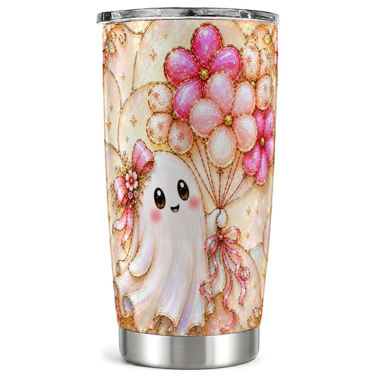 #pl[Steel] Ghost Balloon 20oz Tumbler, Floral Tumbler, Stainless Steel Travel Cup