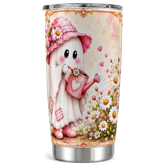 #pl[Steel] Garden Ghost 20oz Tumbler, Daisy Tumbler, Stainless Steel Travel Cup