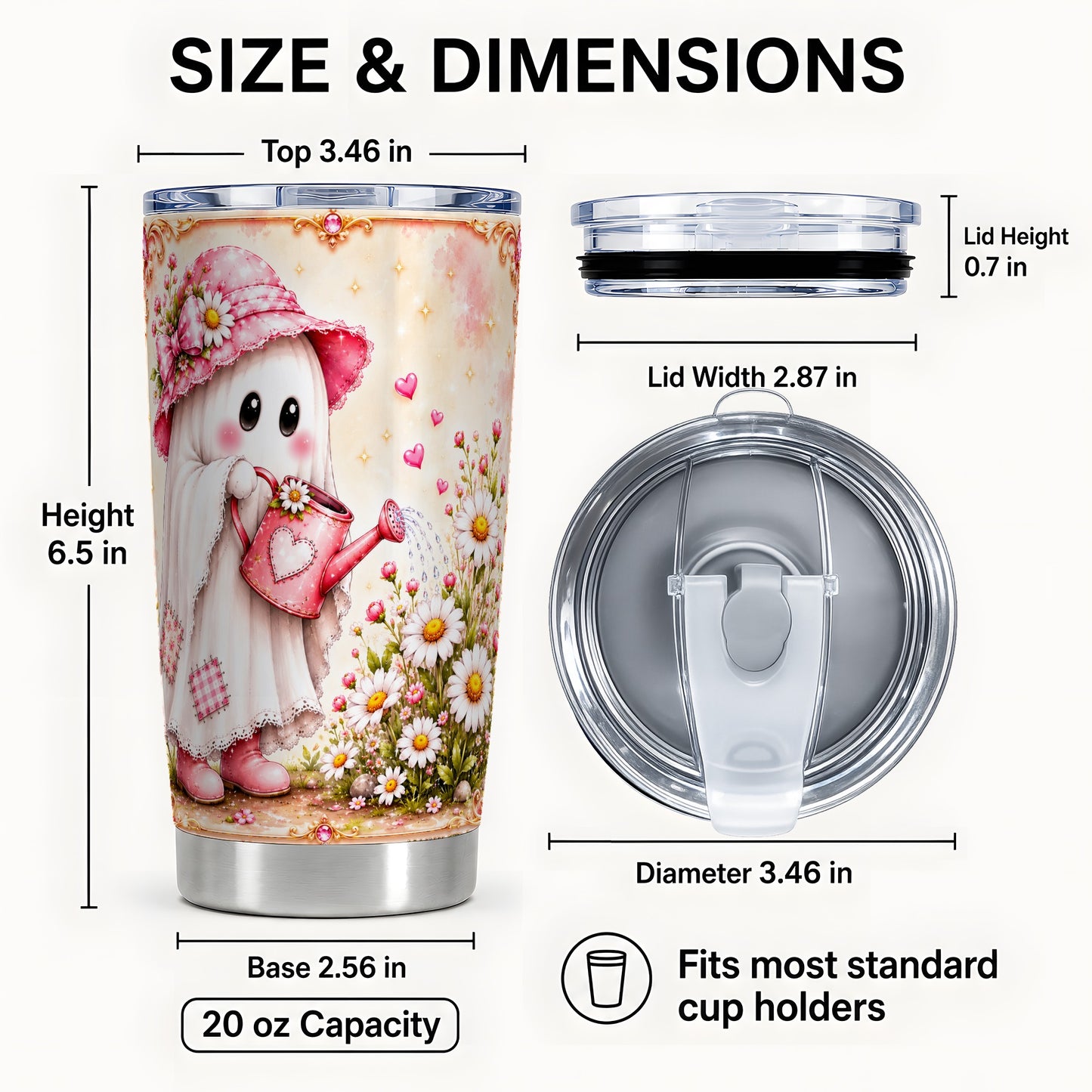 #pl[Steel] Garden Ghost 20oz Tumbler, Daisy Tumbler, Stainless Steel Travel Cup