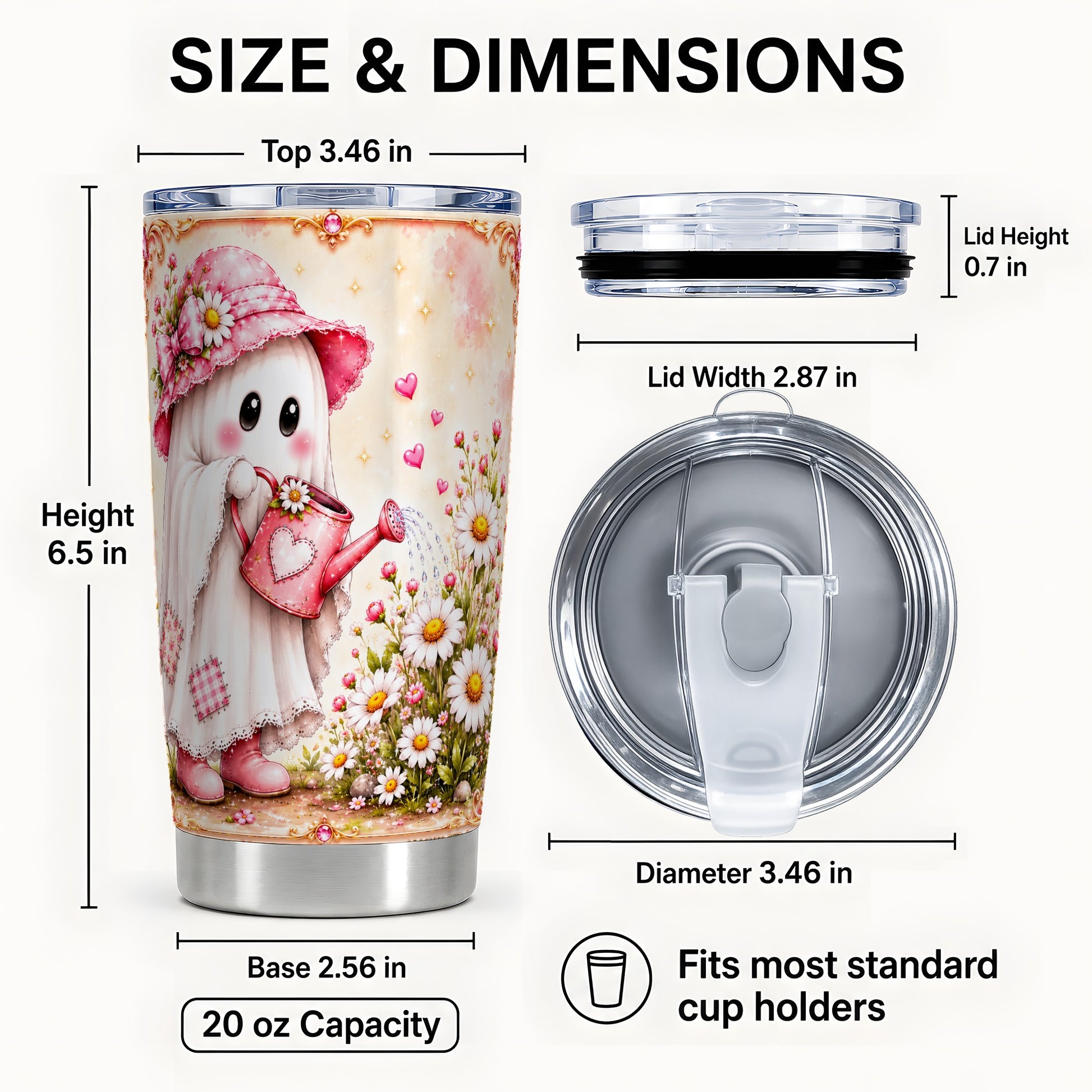 #pl[Steel] Garden Ghost 20oz Tumbler, Daisy Tumbler, Stainless Steel Travel Cup