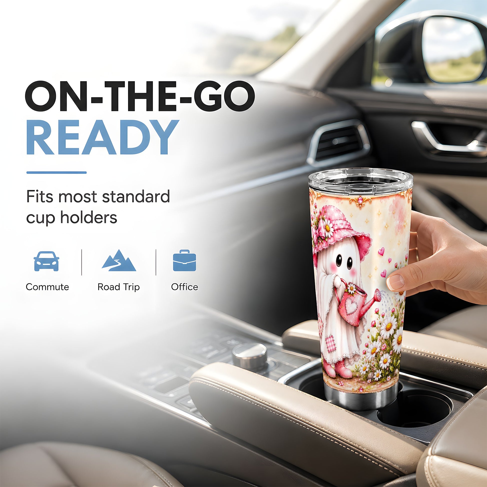 #pl[Steel] Garden Ghost 20oz Tumbler, Daisy Tumbler, Stainless Steel Travel Cup