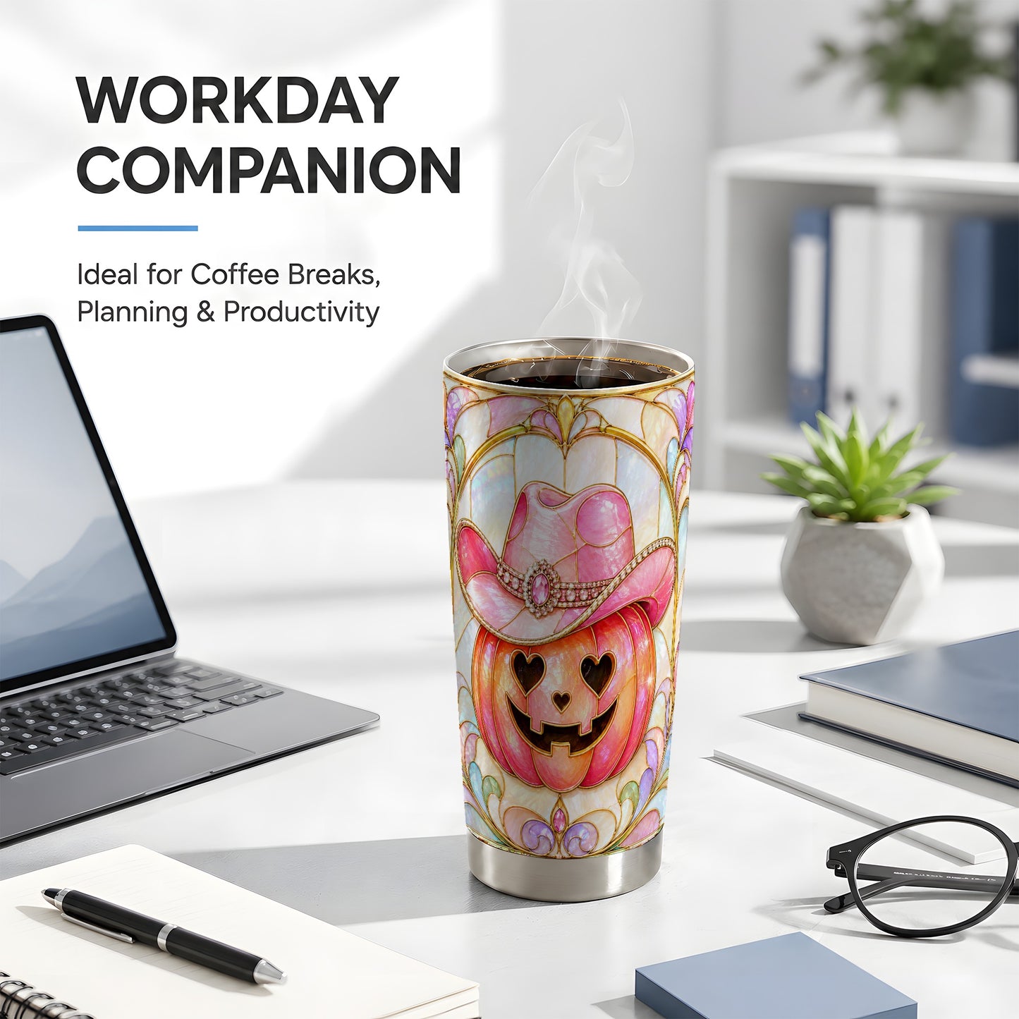 #pl[Steel] Cowgirl Pumpkin 20oz Tumbler, Western Tumbler, Stainless Steel Travel Cup