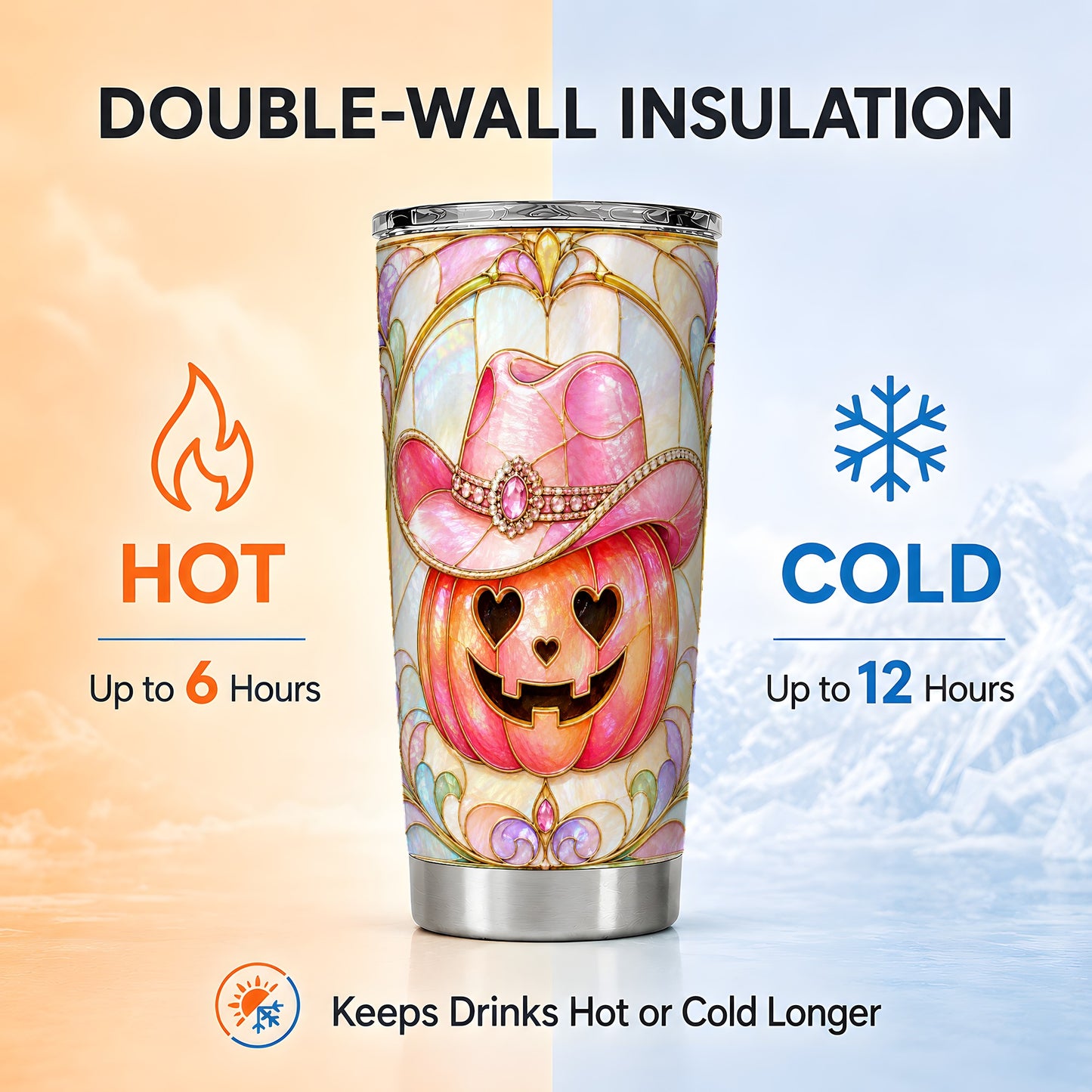 #pl[Steel] Cowgirl Pumpkin 20oz Tumbler, Western Tumbler, Stainless Steel Travel Cup