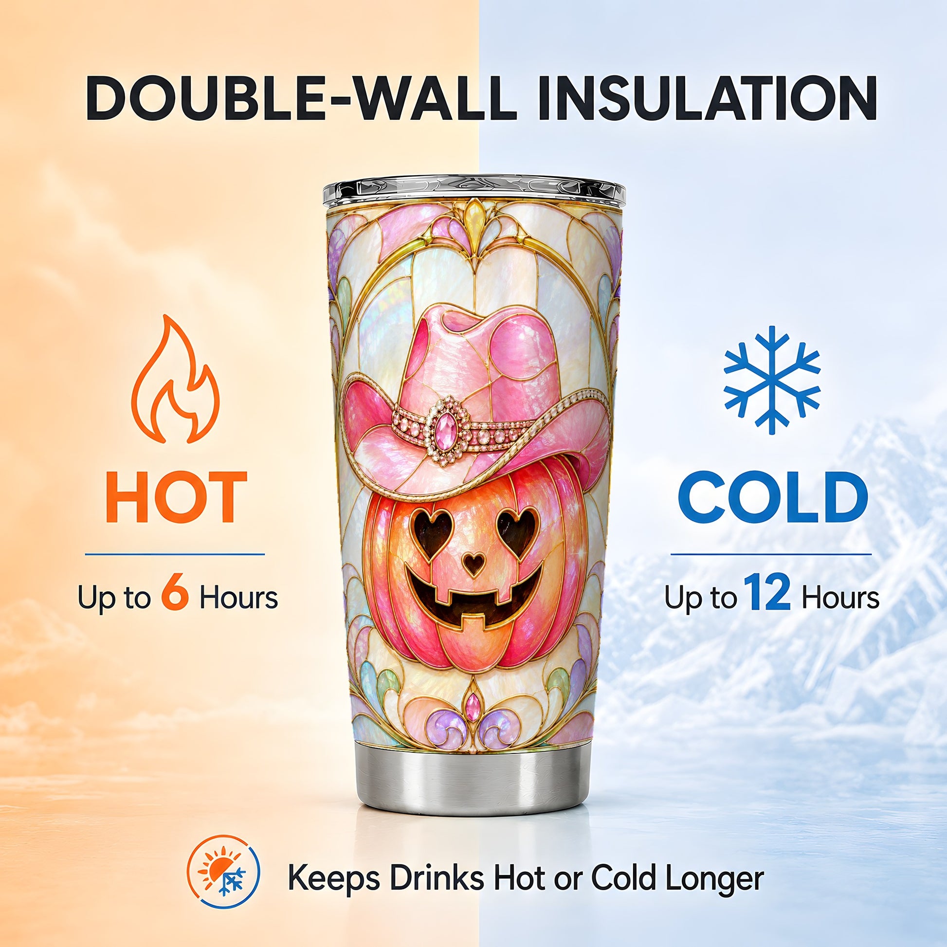 #pl[Steel] Cowgirl Pumpkin 20oz Tumbler, Western Tumbler, Stainless Steel Travel Cup