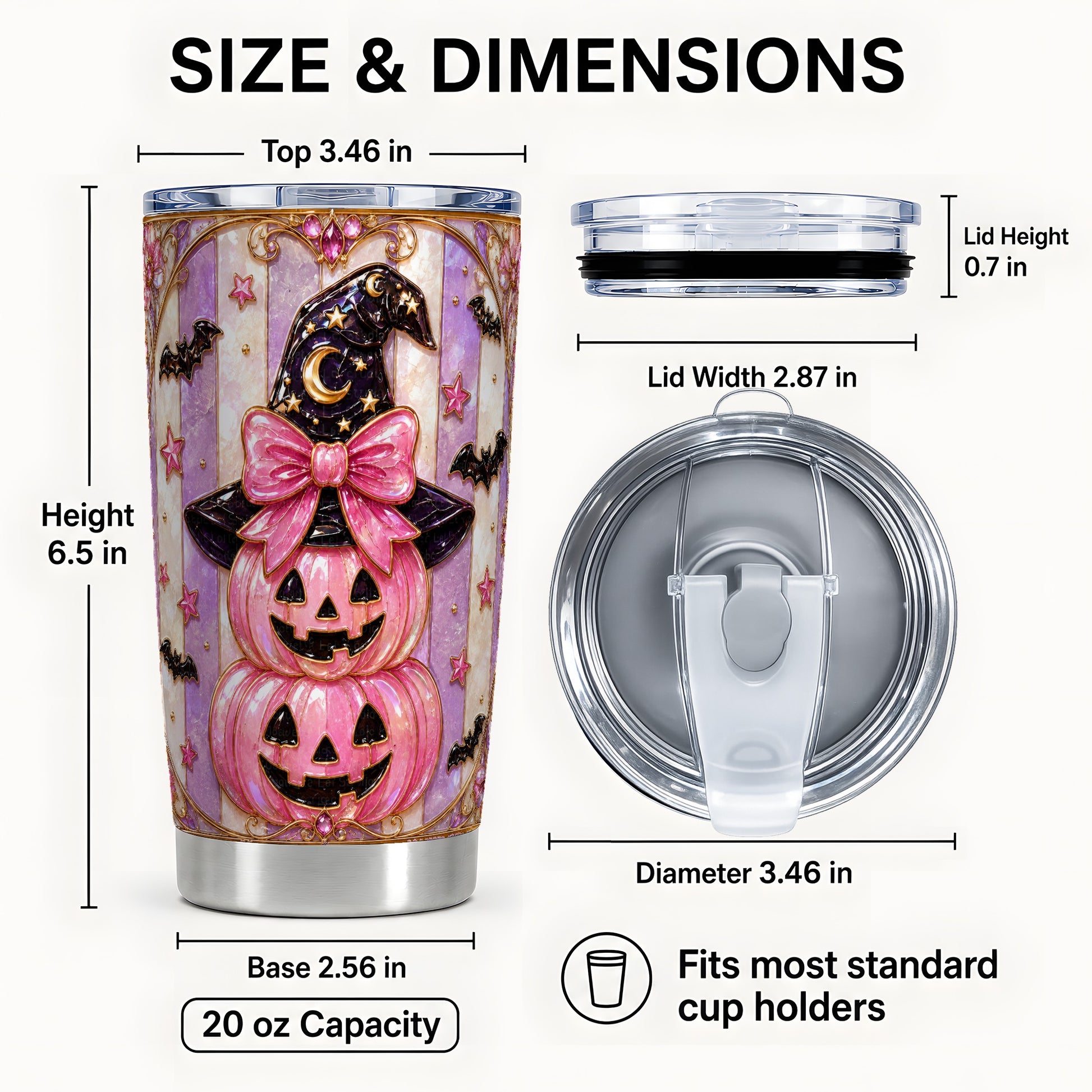 #pl[Steel] Pink Pumpkin Tumbler 20oz, Witch Hat Tumbler, Stainless Steel Travel Cup