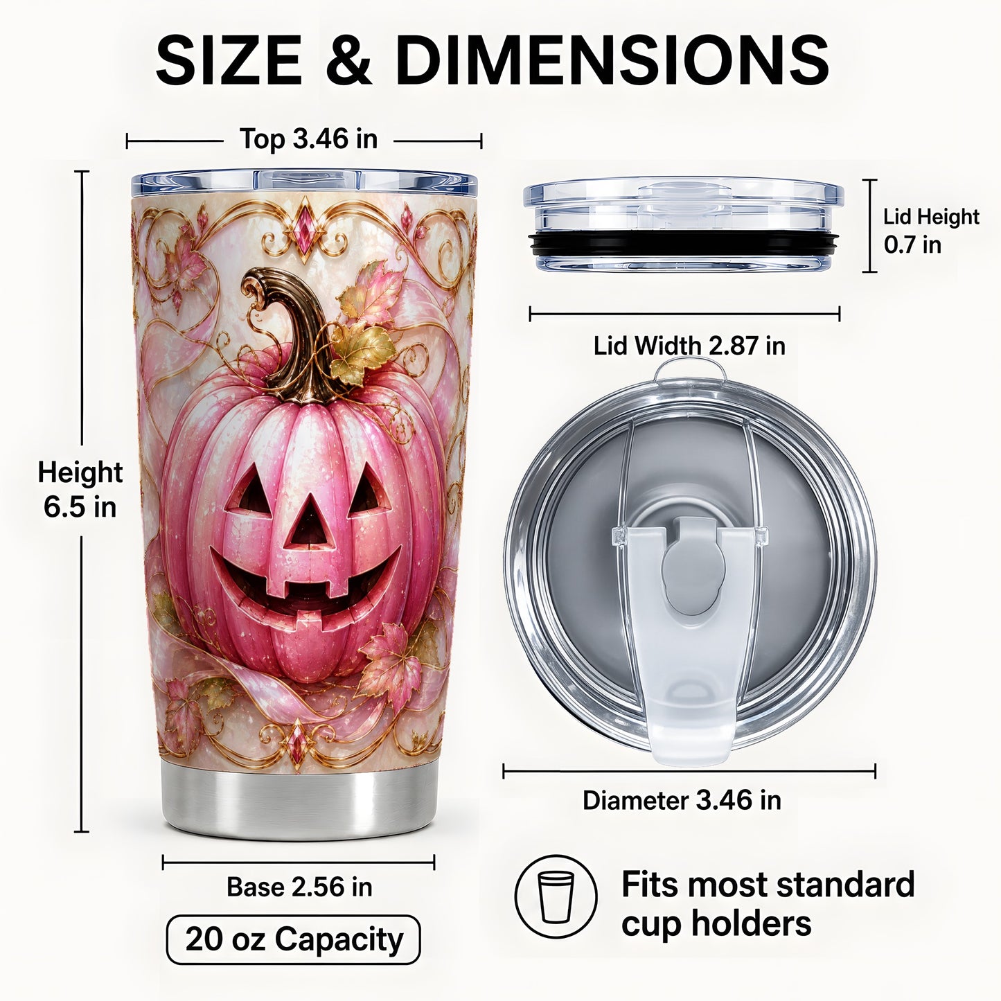 #pl[Steel] Pink Pumpkin Tumbler 20oz, Halloween Tumbler, Stainless Steel Travel Cup