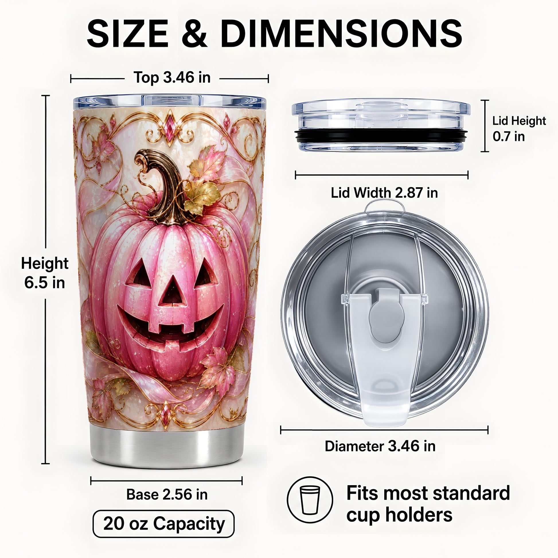 #pl[Steel] Pink Pumpkin Tumbler 20oz, Halloween Tumbler, Stainless Steel Travel Cup