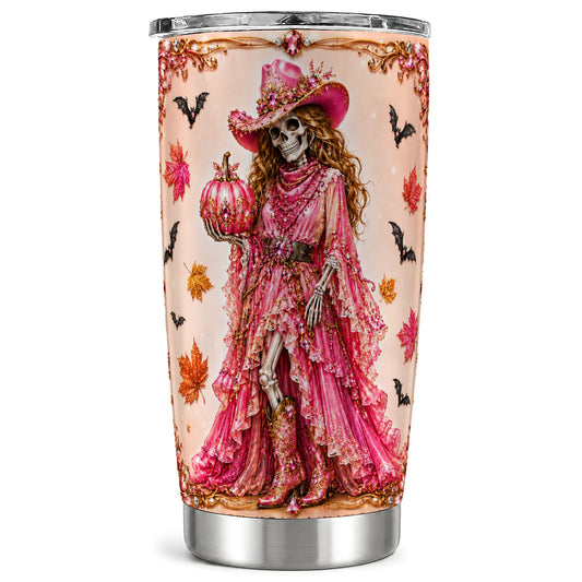 #pl[Steel] Cowgirl Skeleton Tumbler 20oz, Western Tumbler, Stainless Steel Travel Cup