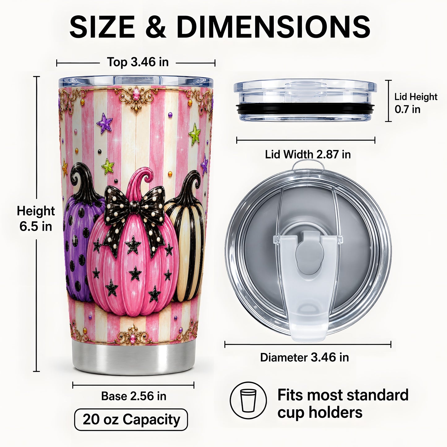 #pl[Steel] Pink Pumpkin 20oz Tumbler, Halloween Stainless Steel Travel Cup