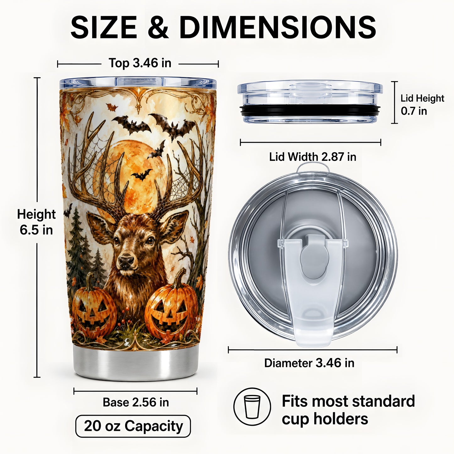 #pl[Steel] Halloween Deer 20oz Tumbler, Autumn Stag Stainless Steel Travel Cup