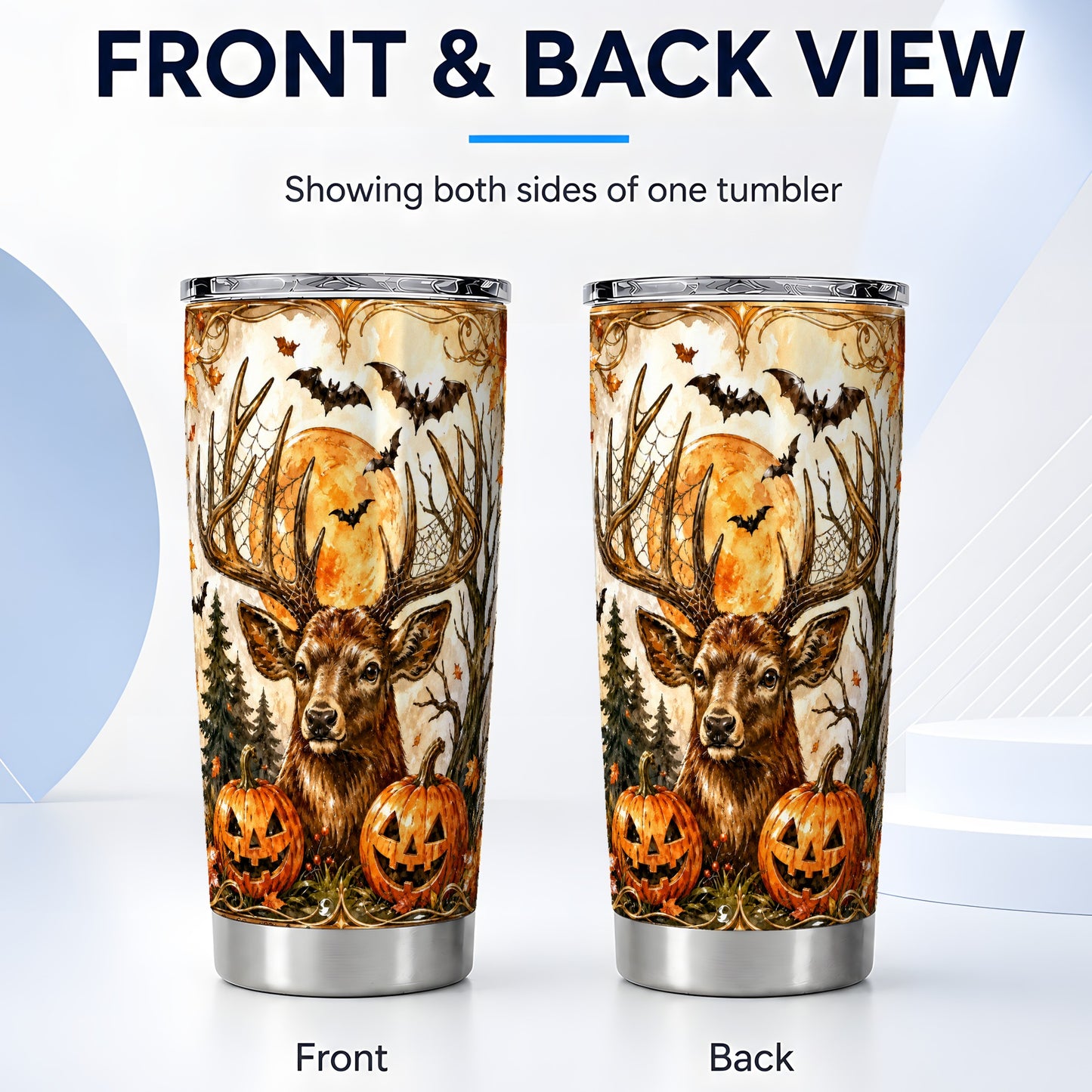 #pl[Steel] Halloween Deer 20oz Tumbler, Autumn Stag Stainless Steel Travel Cup