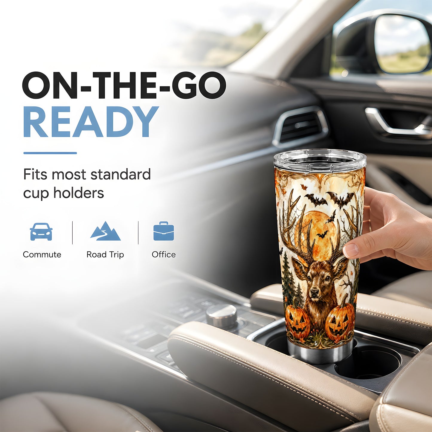 #pl[Steel] Halloween Deer 20oz Tumbler, Autumn Stag Stainless Steel Travel Cup