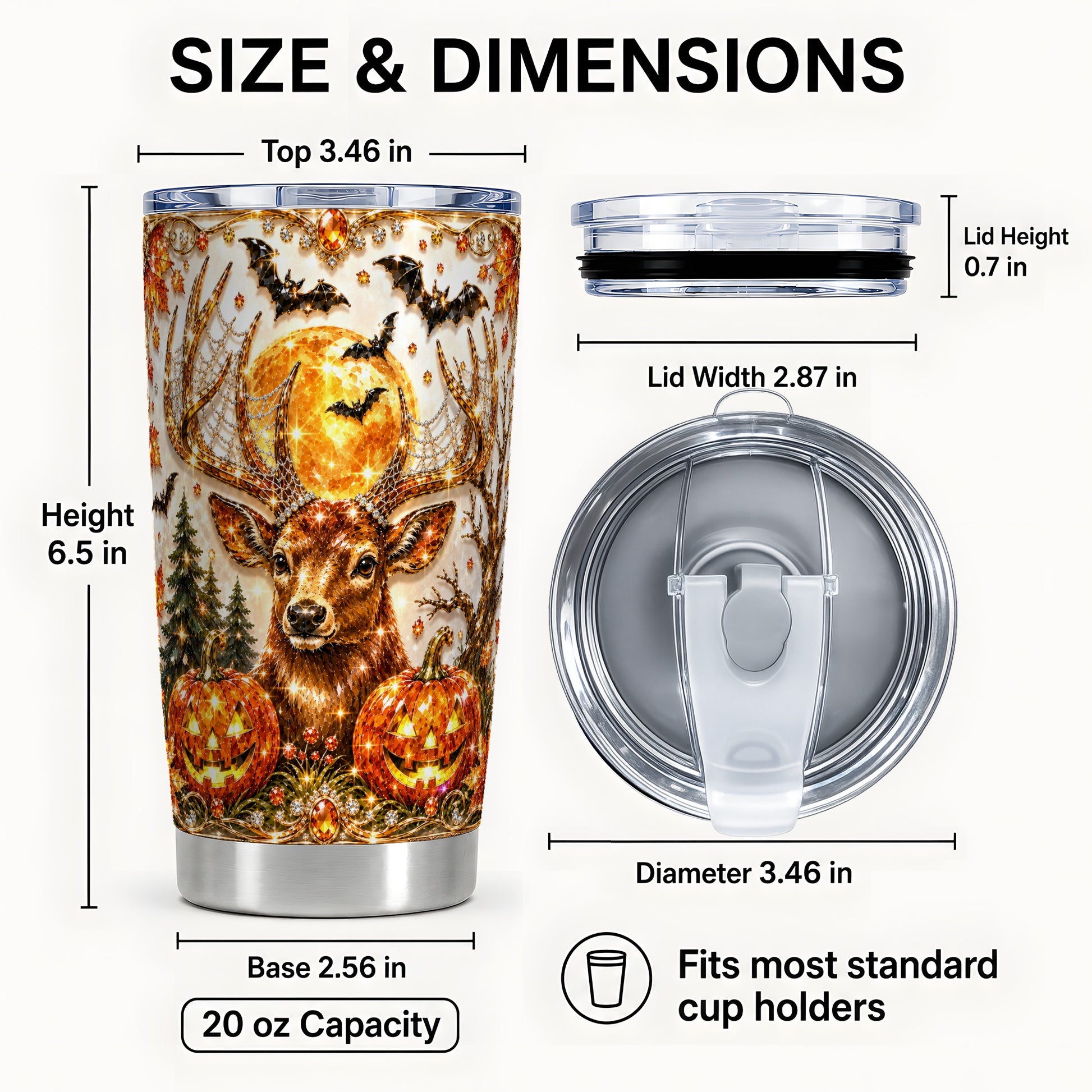 #pl[Steel] Jeweled Deer 20oz Tumbler, Halloween Stag Stainless Steel Travel Cup