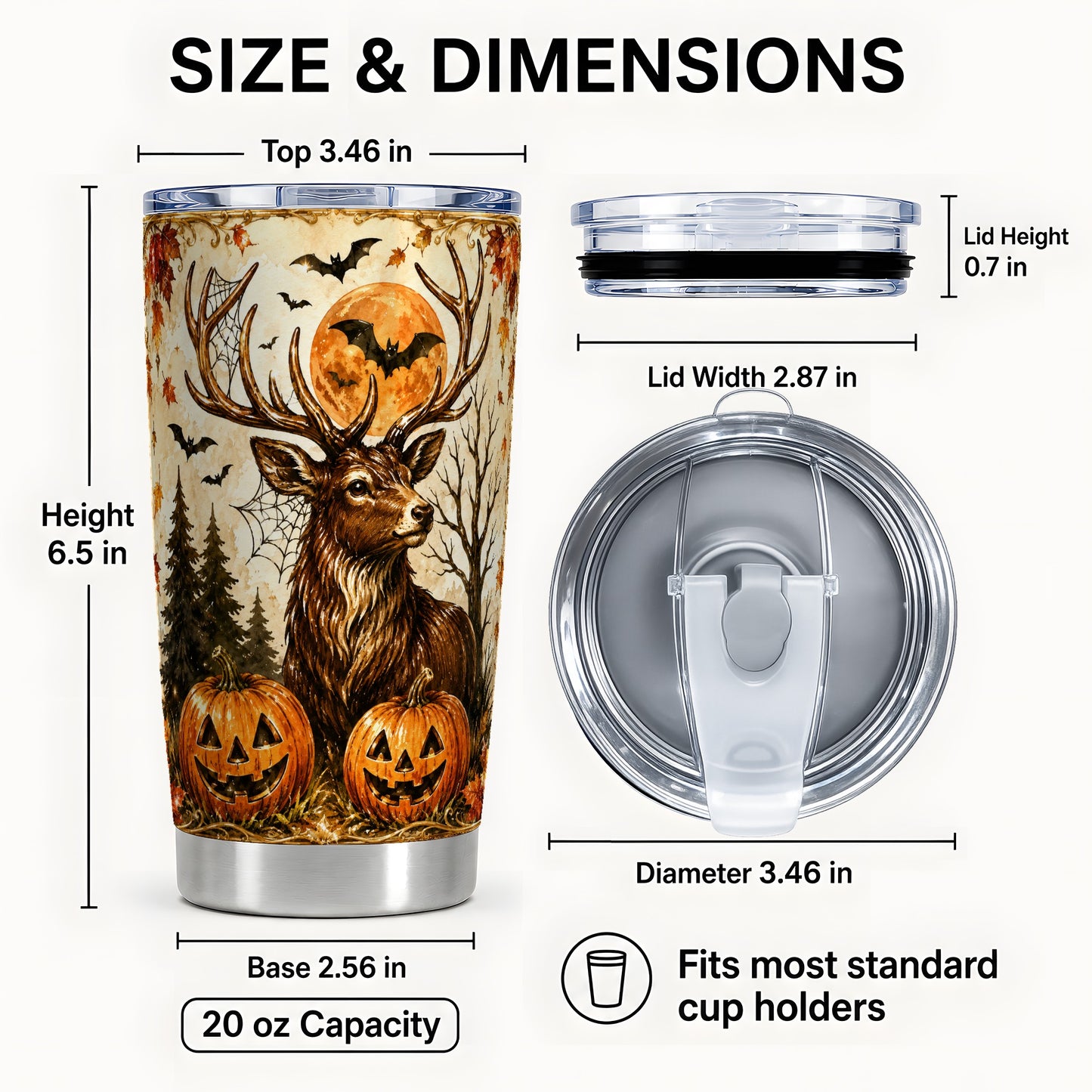 #pl[Steel] Autumn Deer 20oz Tumbler, Halloween Stag Stainless Steel Travel Cup
