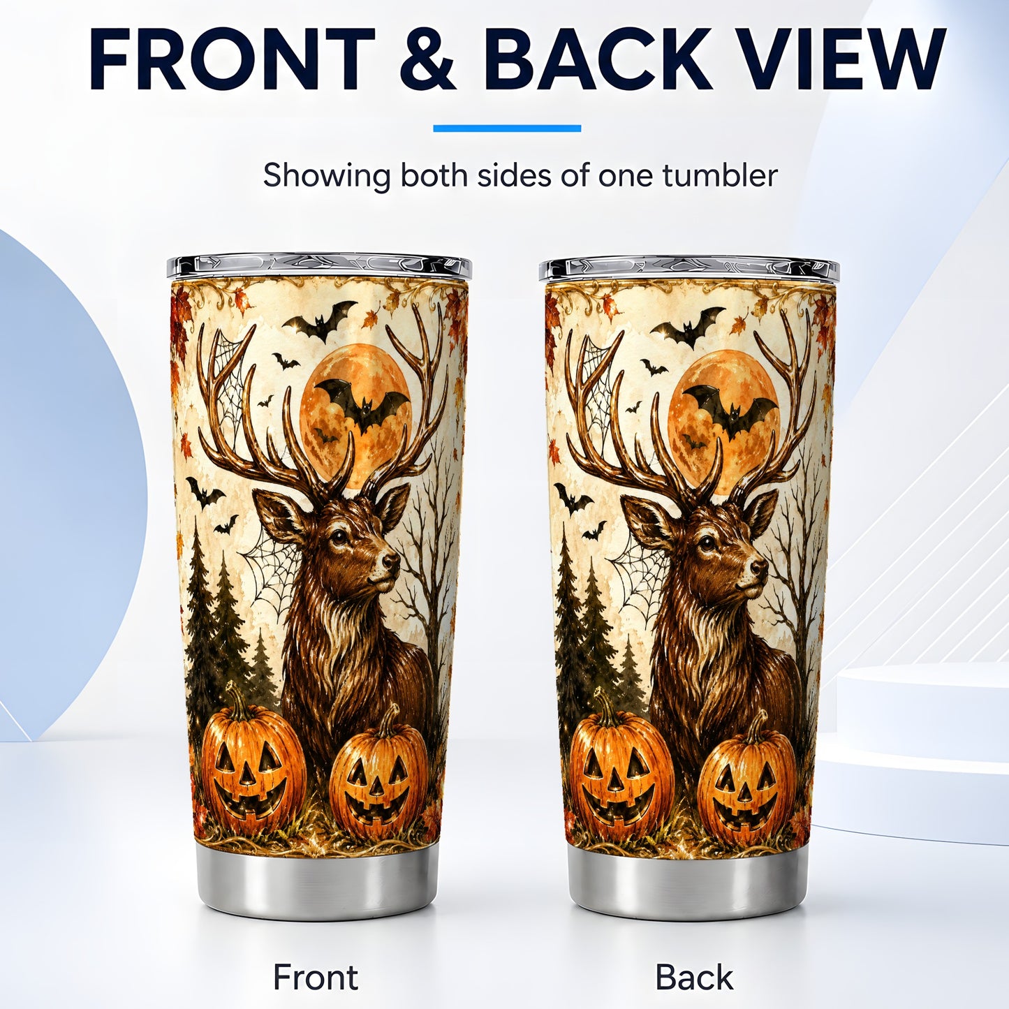 #pl[Steel] Autumn Deer 20oz Tumbler, Halloween Stag Stainless Steel Travel Cup