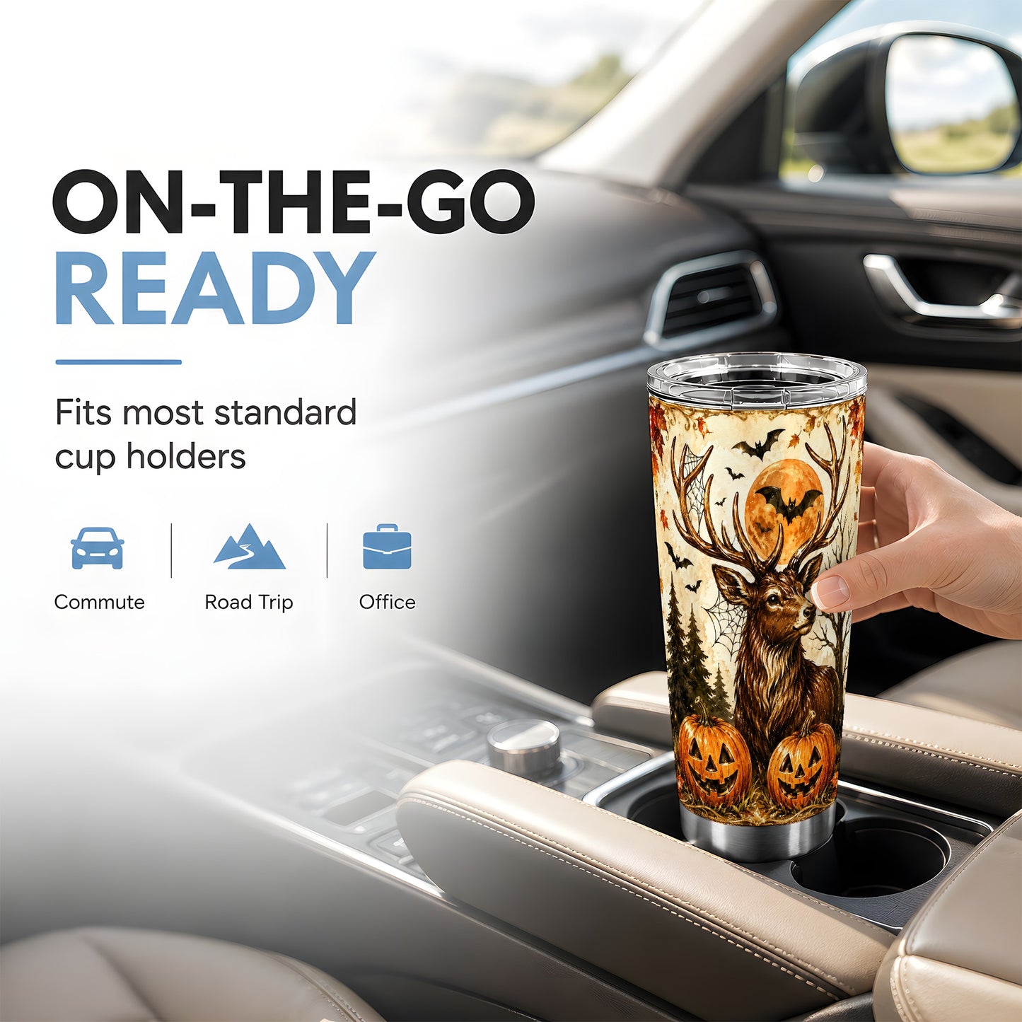 #pl[Steel] Autumn Deer 20oz Tumbler, Halloween Stag Stainless Steel Travel Cup