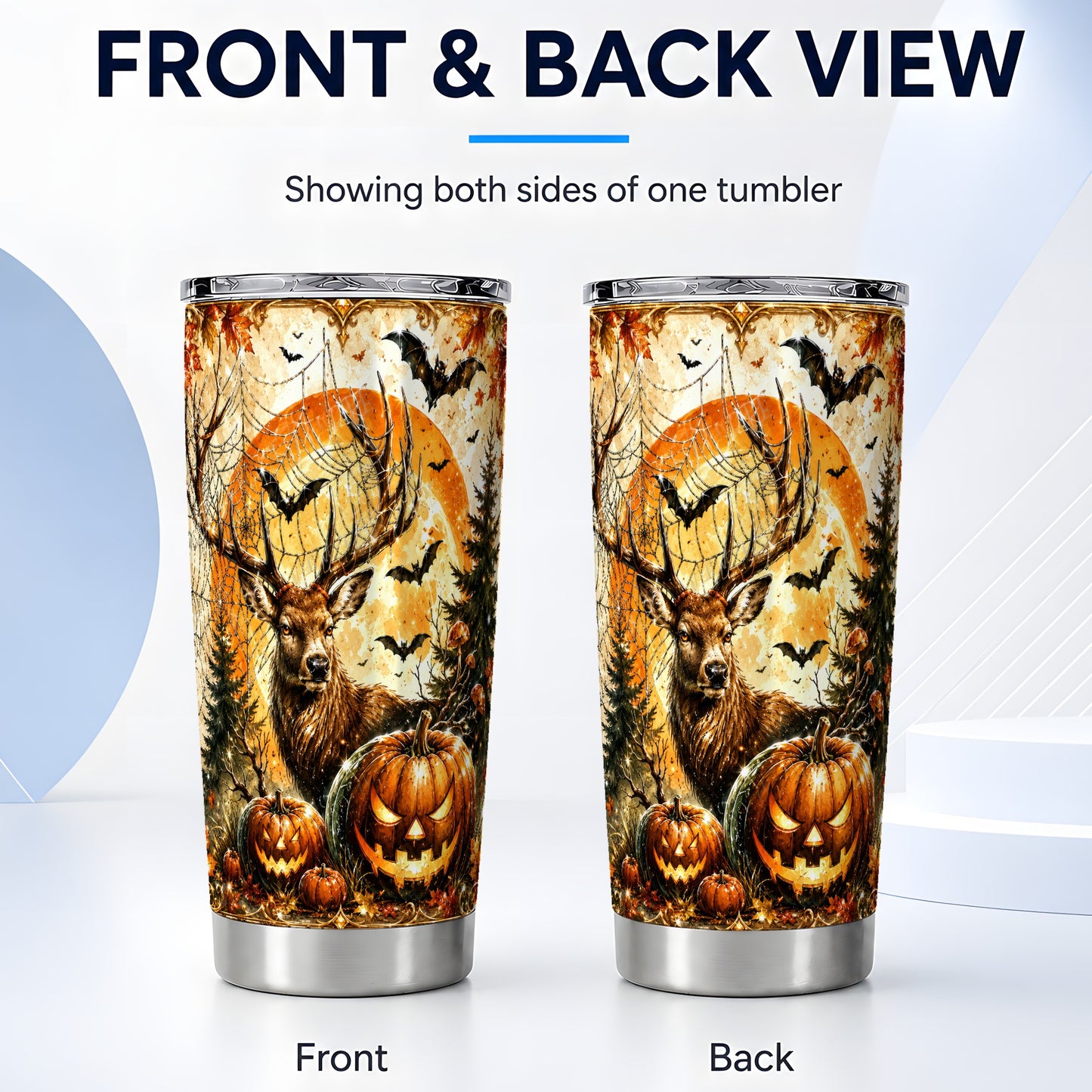 #pl[Steel] Spiderweb Deer 20oz Tumbler, Halloween Stag Stainless Steel Travel Cup