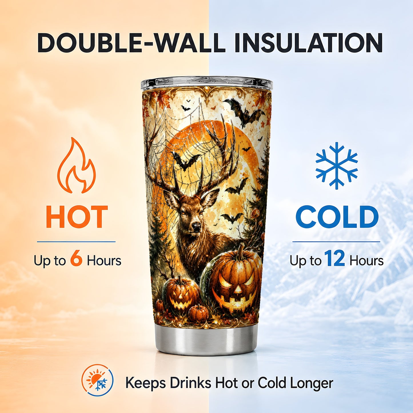 #pl[Steel] Spiderweb Deer 20oz Tumbler, Halloween Stag Stainless Steel Travel Cup