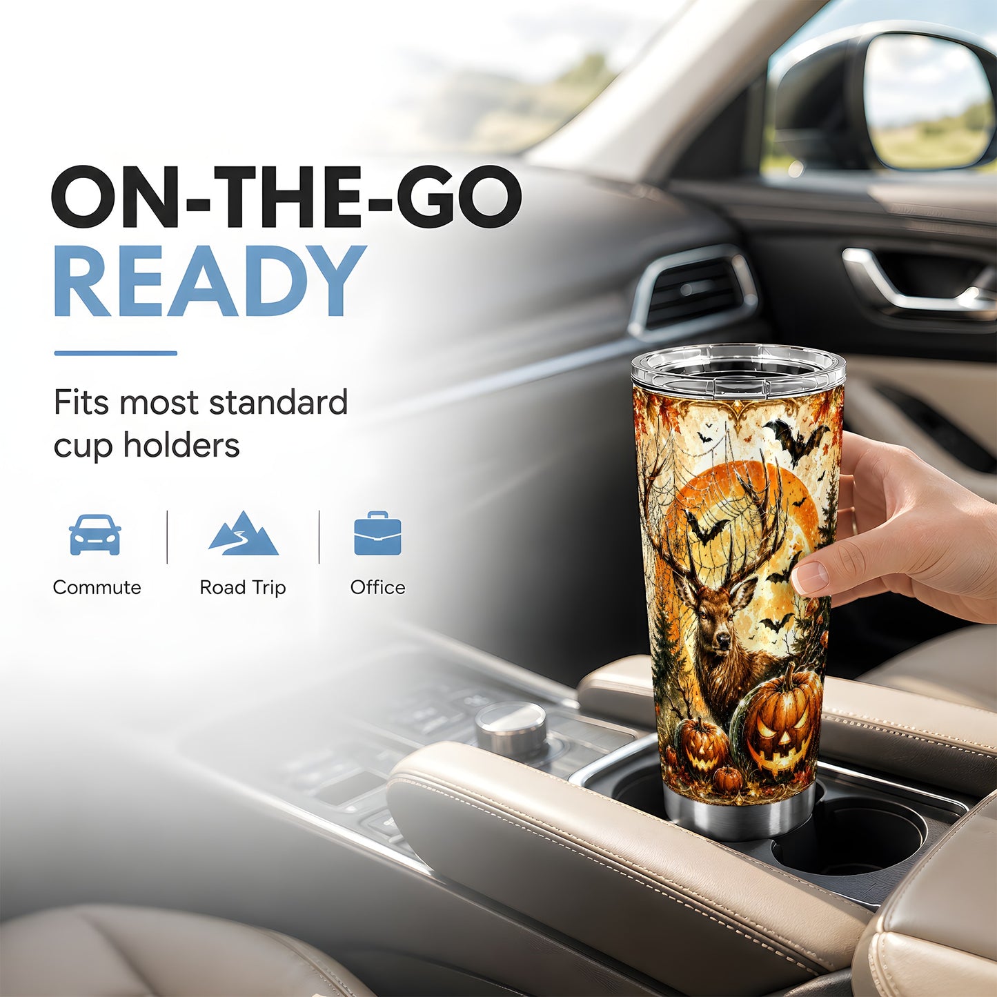 #pl[Steel] Spiderweb Deer 20oz Tumbler, Halloween Stag Stainless Steel Travel Cup