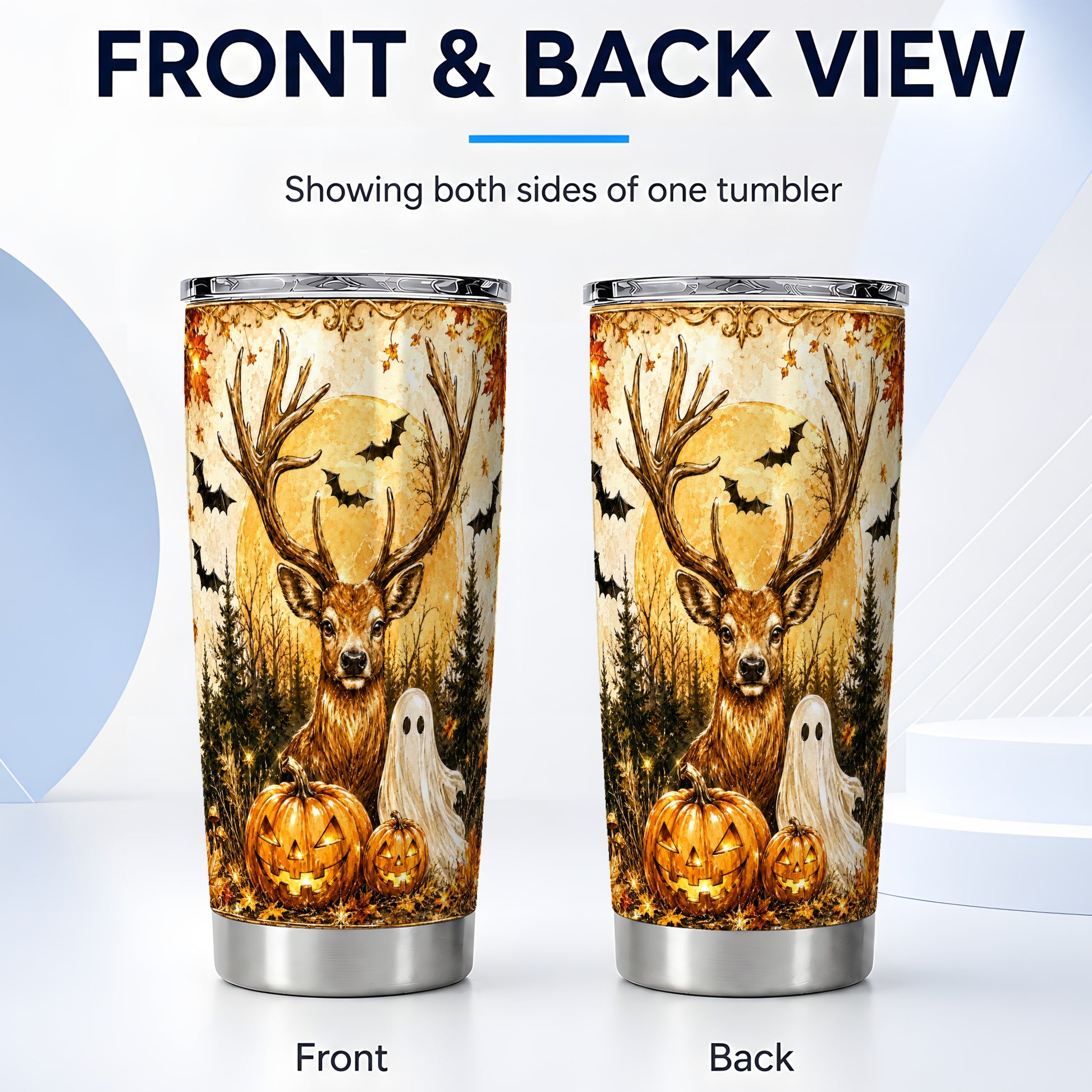 #pl[Steel] Halloween Deer Tumbler 20oz, Ghost Tumbler, Stainless Steel Travel Cup