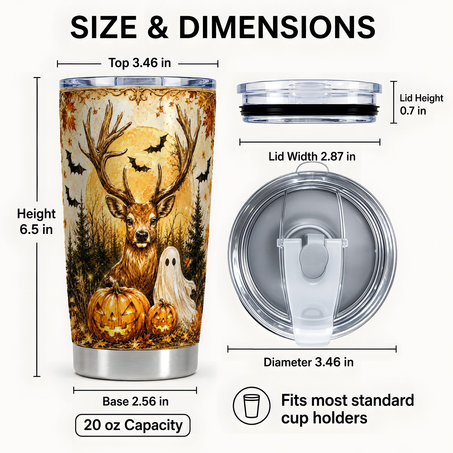 #pl[Steel] Halloween Deer Tumbler 20oz, Ghost Tumbler, Stainless Steel Travel Cup