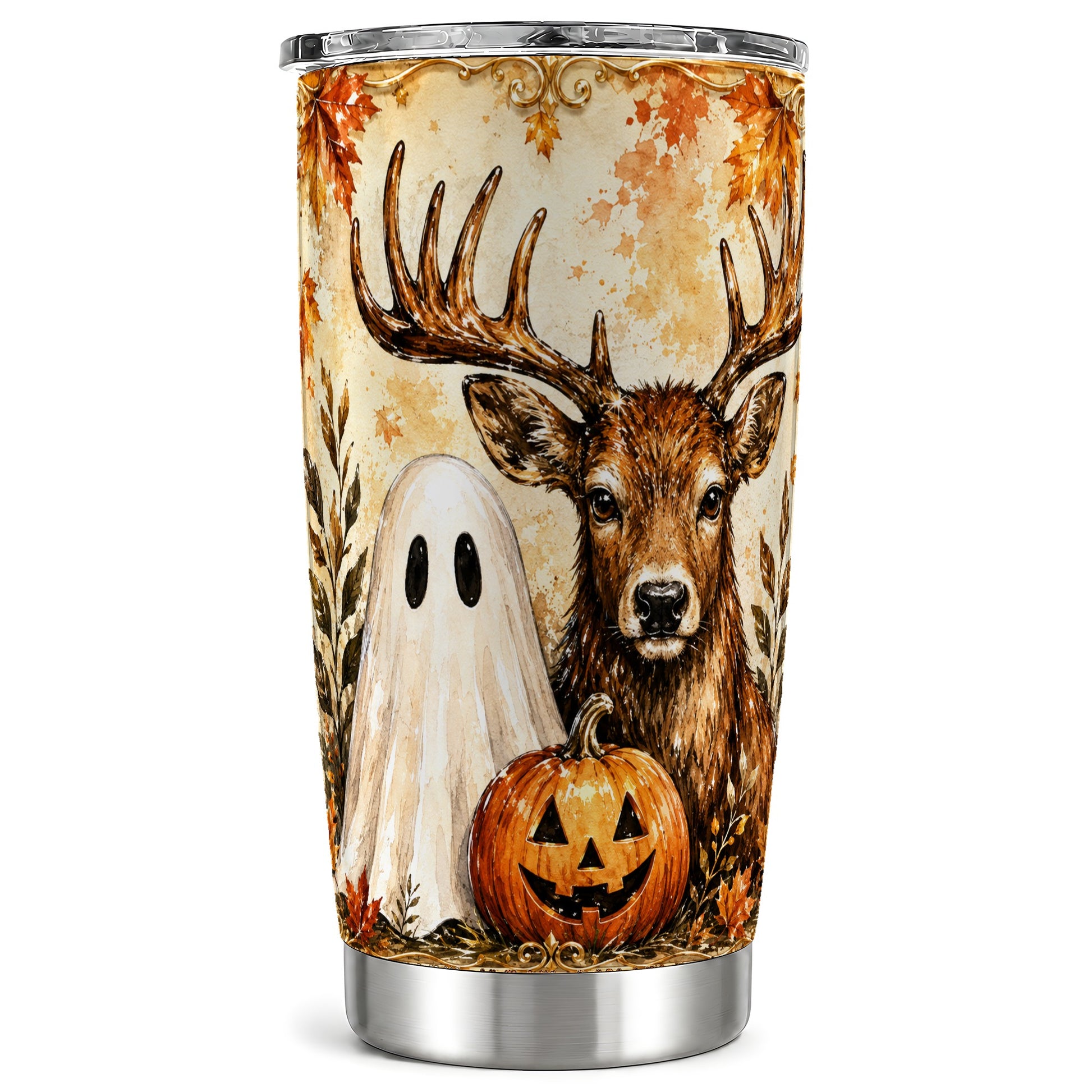 #pl[Steel] Autumn Deer Tumbler 20oz, Ghost Tumbler, Stainless Steel Travel Cup