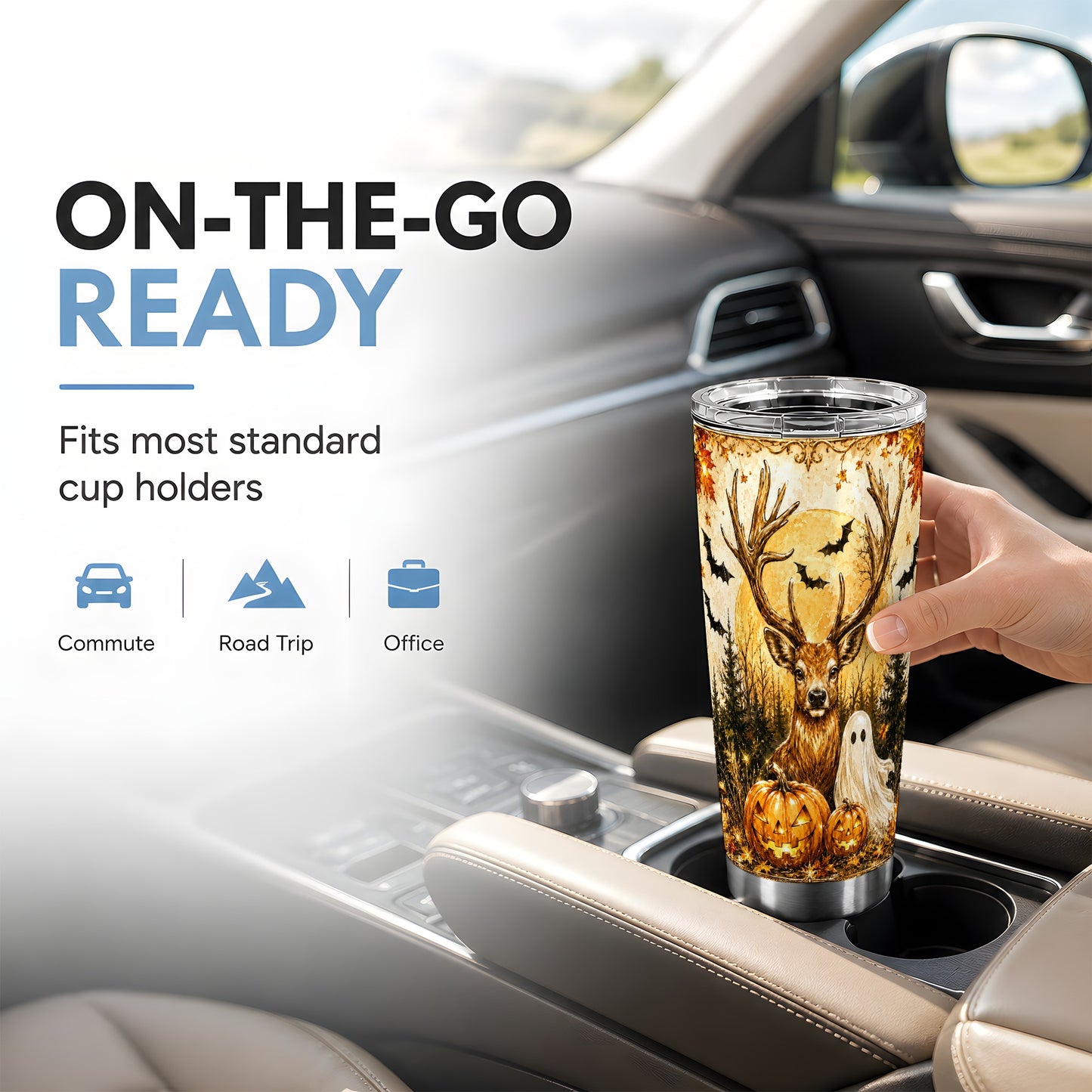 #pl[Steel] Halloween Deer Tumbler 20oz, Ghost Tumbler, Stainless Steel Travel Cup