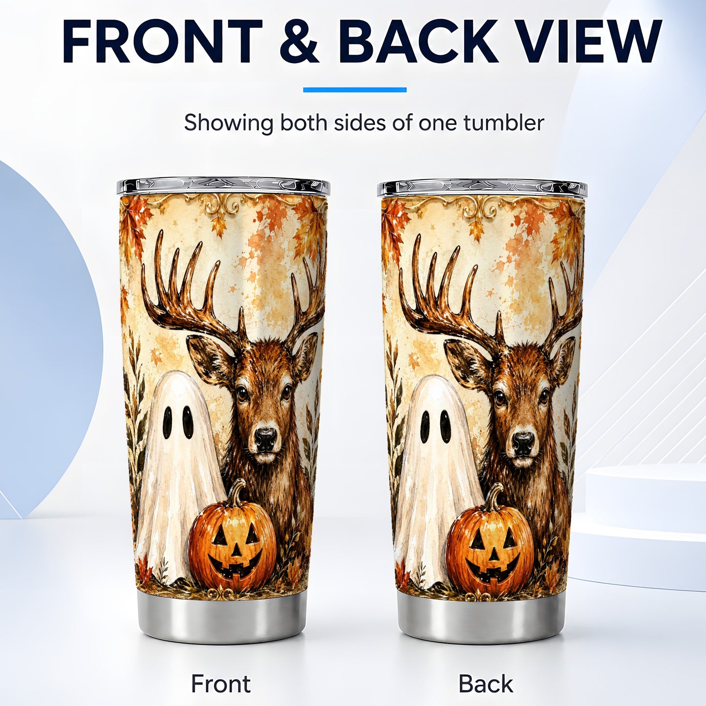 #pl[Steel] Autumn Deer Tumbler 20oz, Ghost Tumbler, Stainless Steel Travel Cup