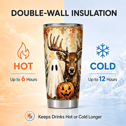 #pl[Steel] Autumn Deer Tumbler 20oz, Ghost Tumbler, Stainless Steel Travel Cup