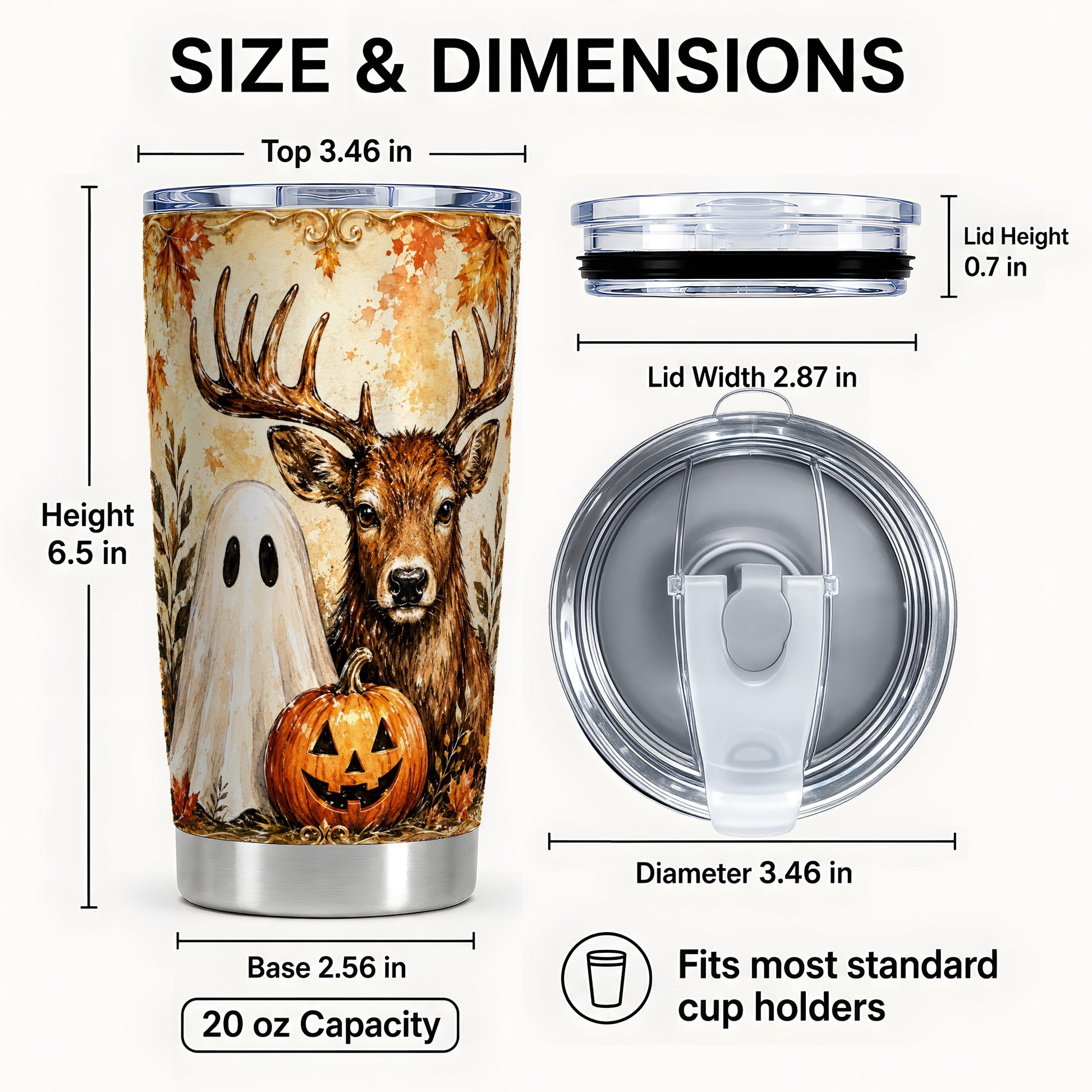 #pl[Steel] Autumn Deer Tumbler 20oz, Ghost Tumbler, Stainless Steel Travel Cup