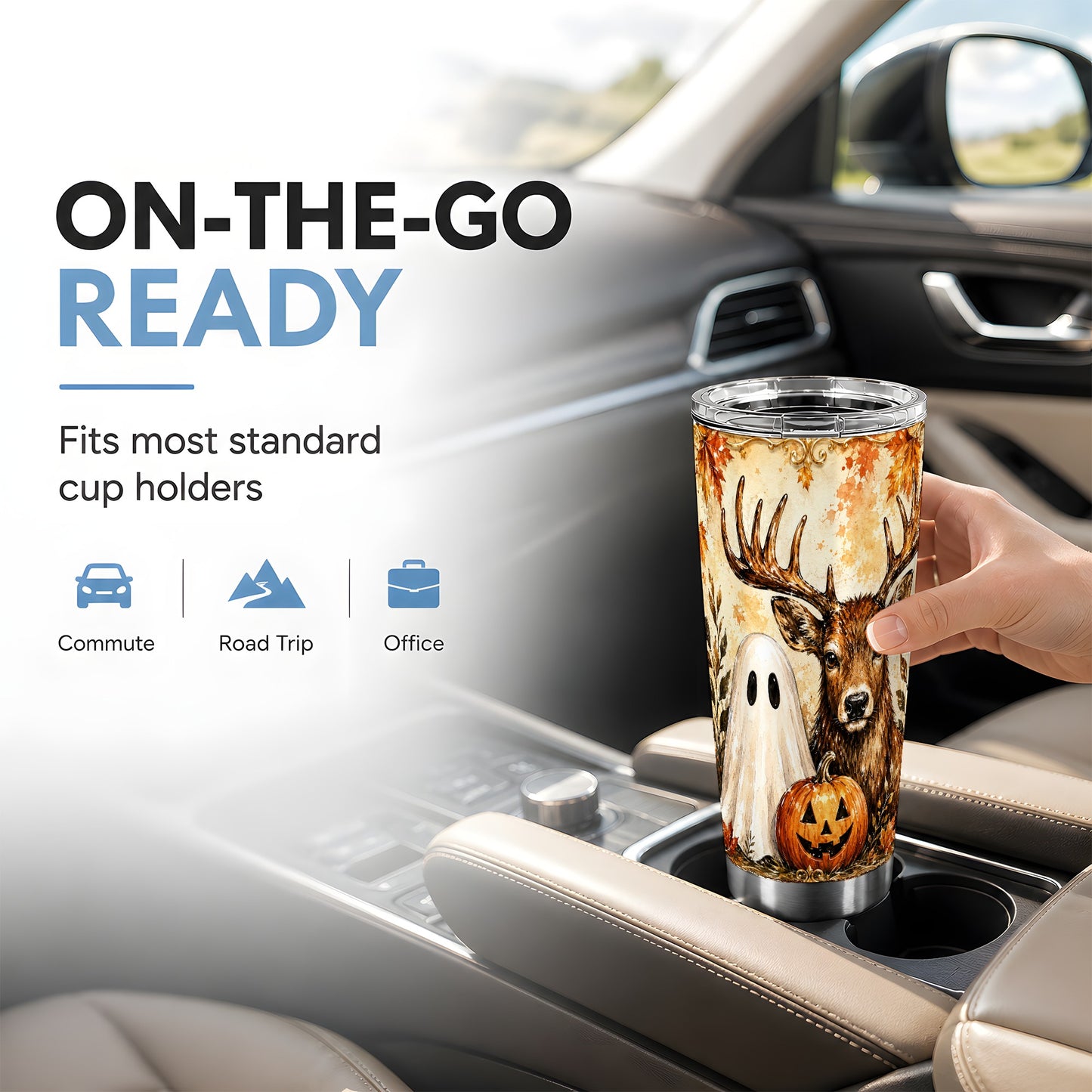 #pl[Steel] Autumn Deer Tumbler 20oz, Ghost Tumbler, Stainless Steel Travel Cup