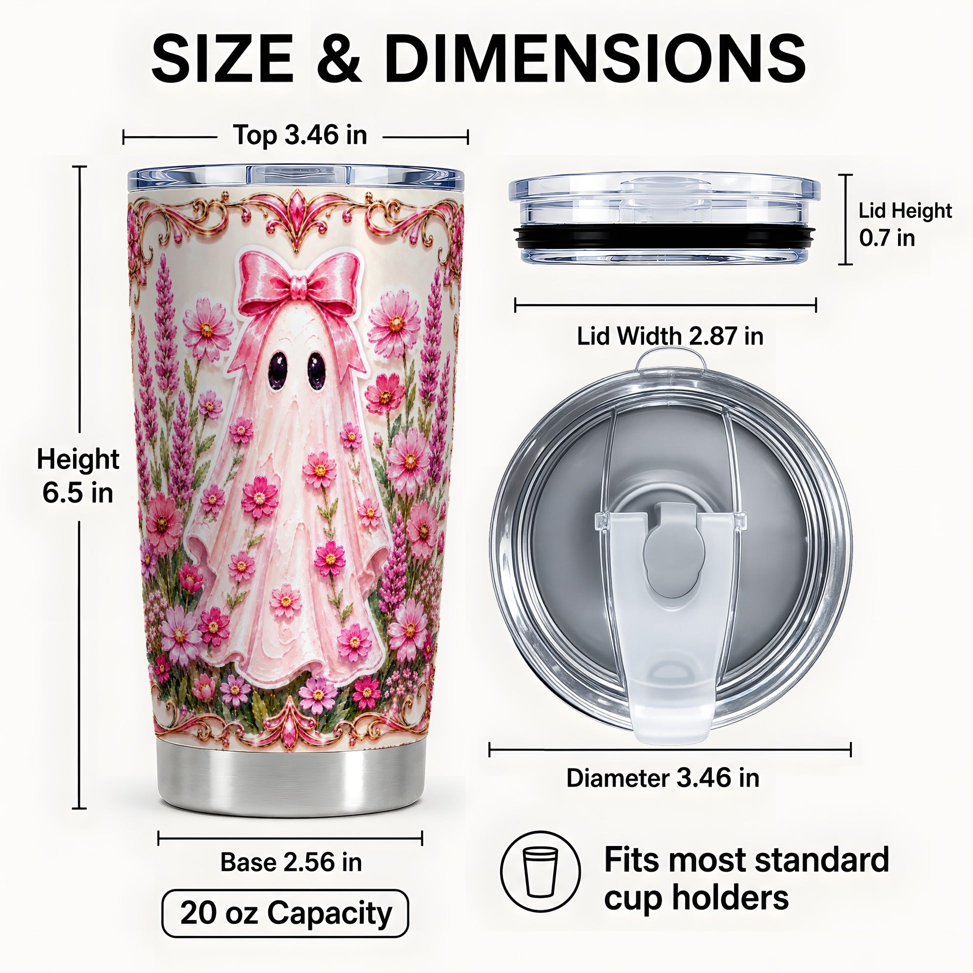 #pl[Steel] Pink Floral Ghost Tumbler 20oz, Ghost Tumbler, Stainless Steel Travel Cup
