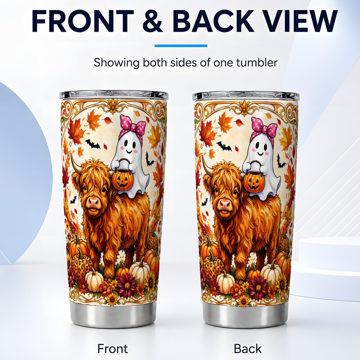 #pl[Steel] Highland Cow Tumbler 20oz, Ghost Tumbler, Stainless Steel Travel Cup