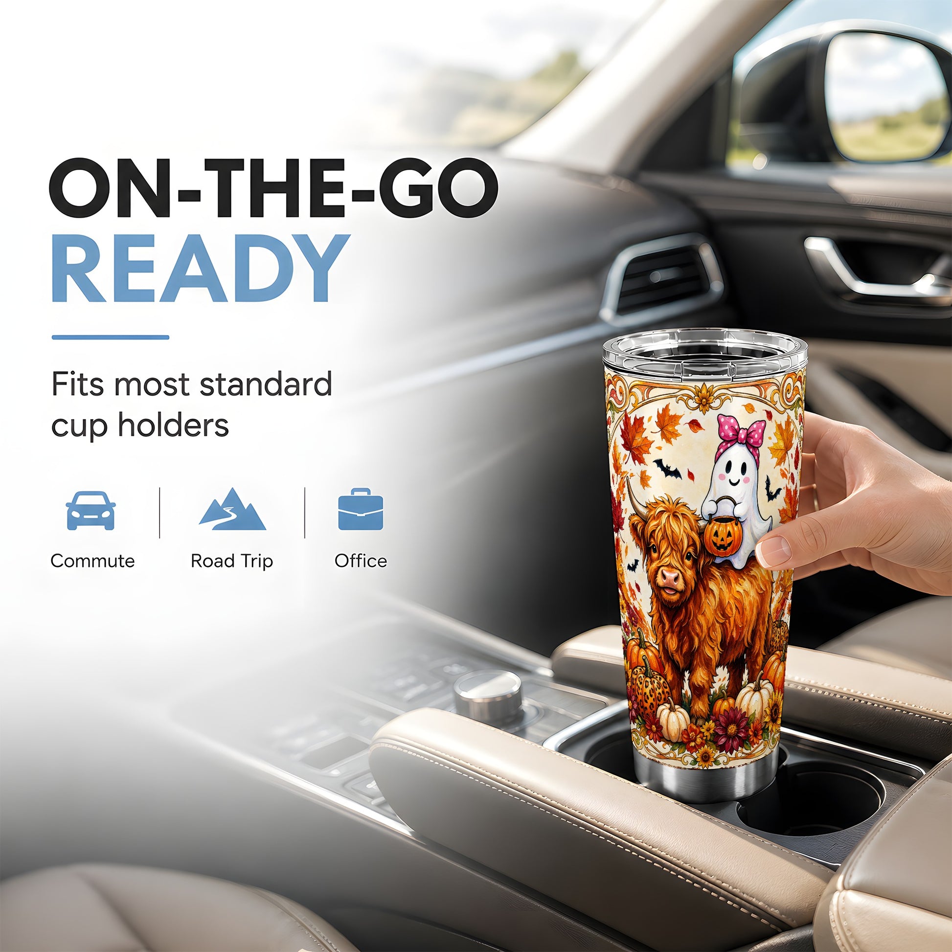 #pl[Steel] Highland Cow Tumbler 20oz, Ghost Tumbler, Stainless Steel Travel Cup