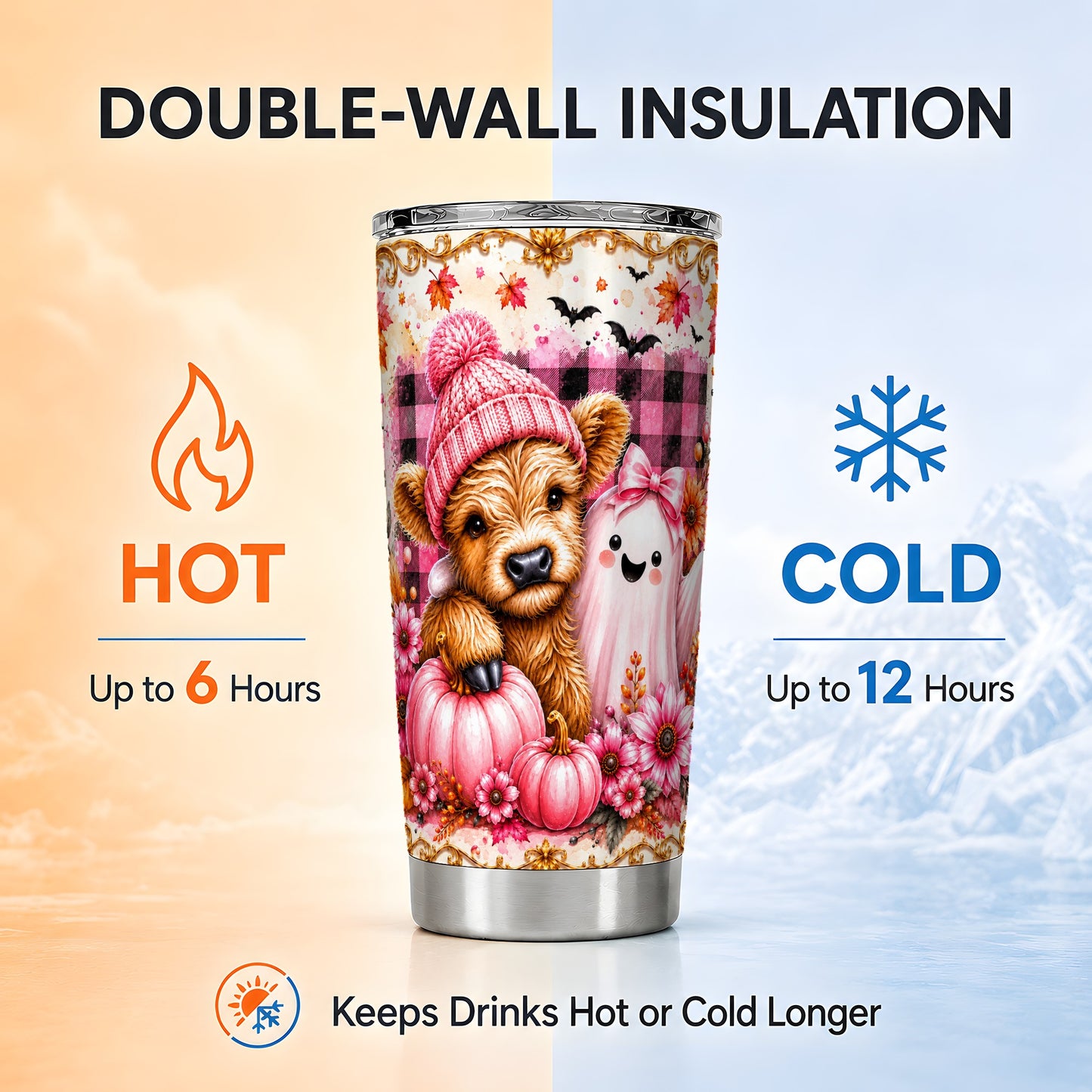 #pl[Steel] Highland Cow Tumbler 20oz, Fall 20oz Tumbler, Stainless Steel Travel Cup