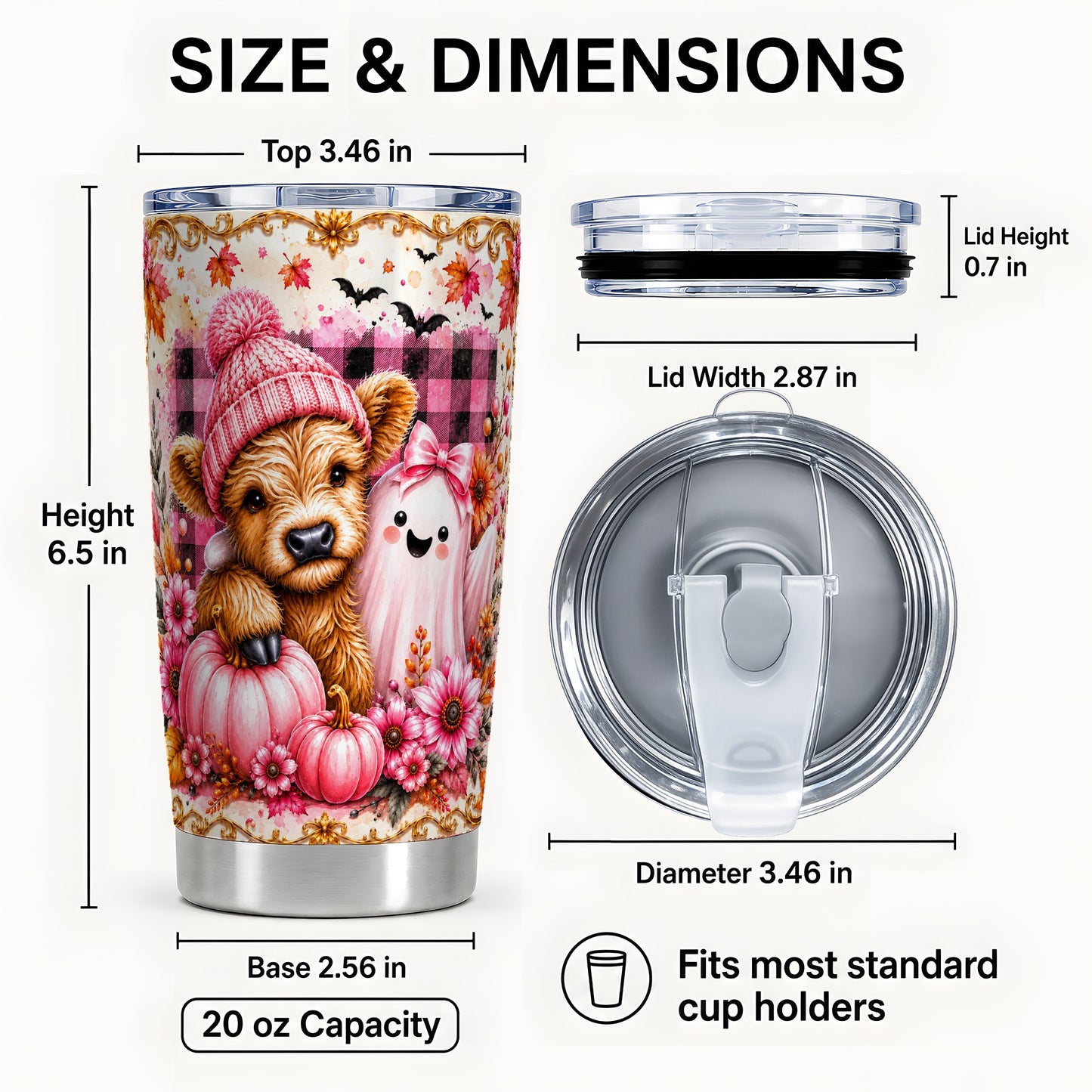 #pl[Steel] Highland Cow Tumbler 20oz, Fall 20oz Tumbler, Stainless Steel Travel Cup