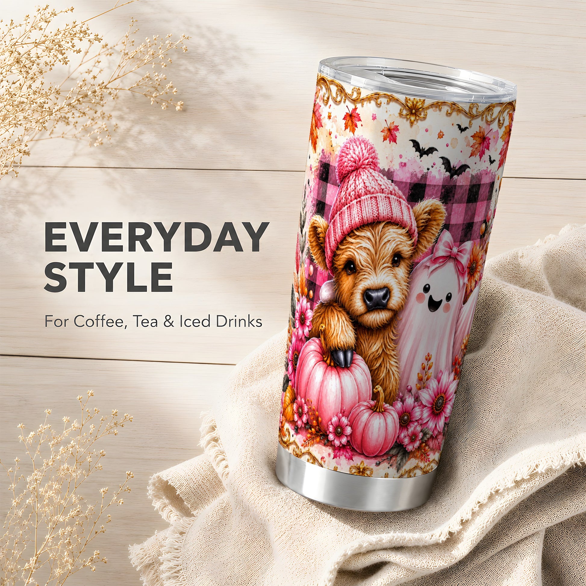 #pl[Steel] Highland Cow Tumbler 20oz, Fall 20oz Tumbler, Stainless Steel Travel Cup