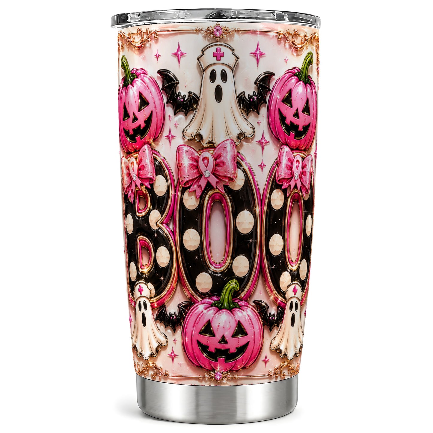 #pl[Steel] Nurse Ghost Tumbler 20oz, Spooky 20oz Tumbler, Stainless Steel Travel Cup
