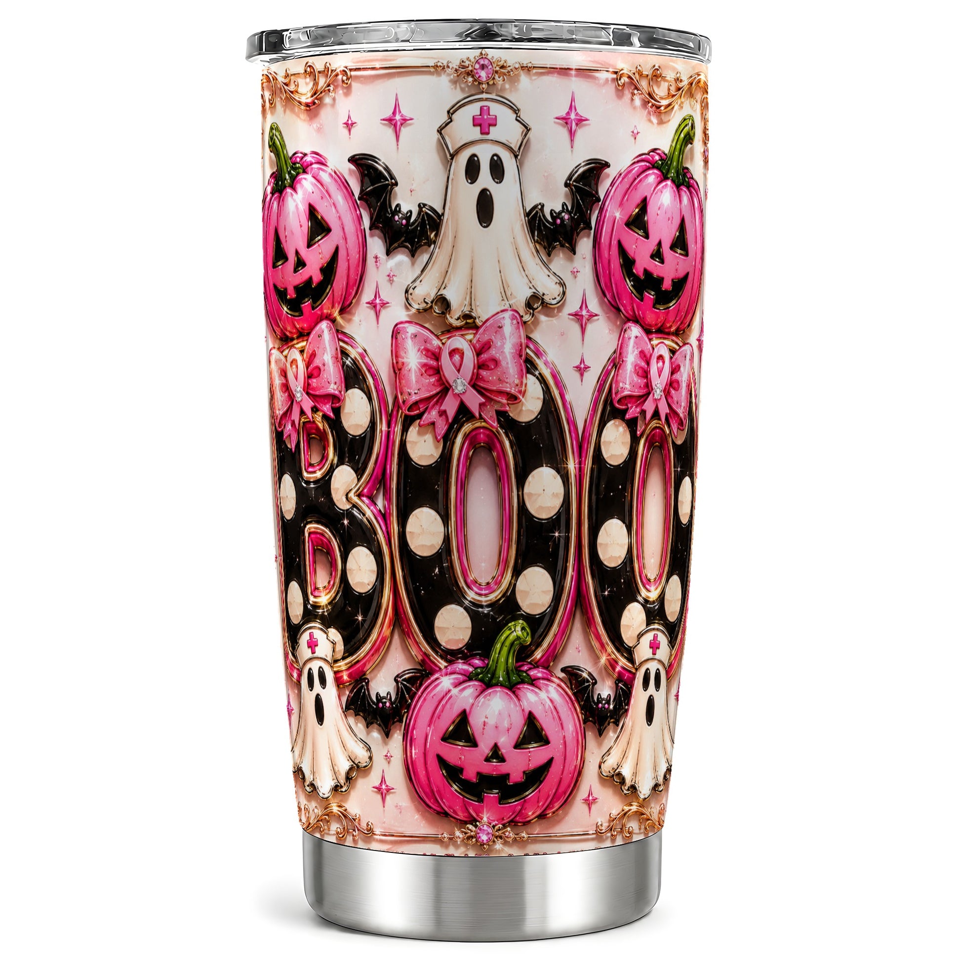 #pl[Steel] Nurse Ghost Tumbler 20oz, Spooky 20oz Tumbler, Stainless Steel Travel Cup