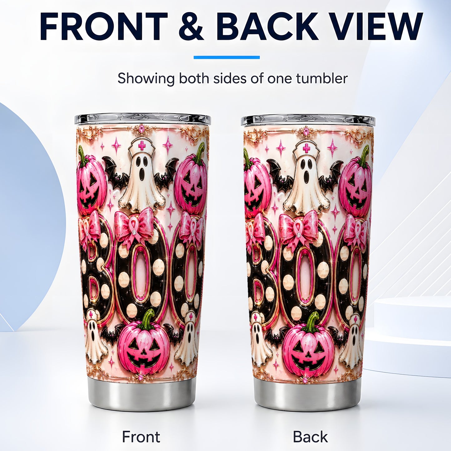 #pl[Steel] Nurse Ghost Tumbler 20oz, Spooky 20oz Tumbler, Stainless Steel Travel Cup