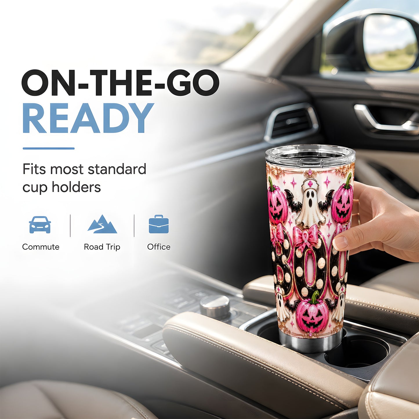 #pl[Steel] Nurse Ghost Tumbler 20oz, Spooky 20oz Tumbler, Stainless Steel Travel Cup
