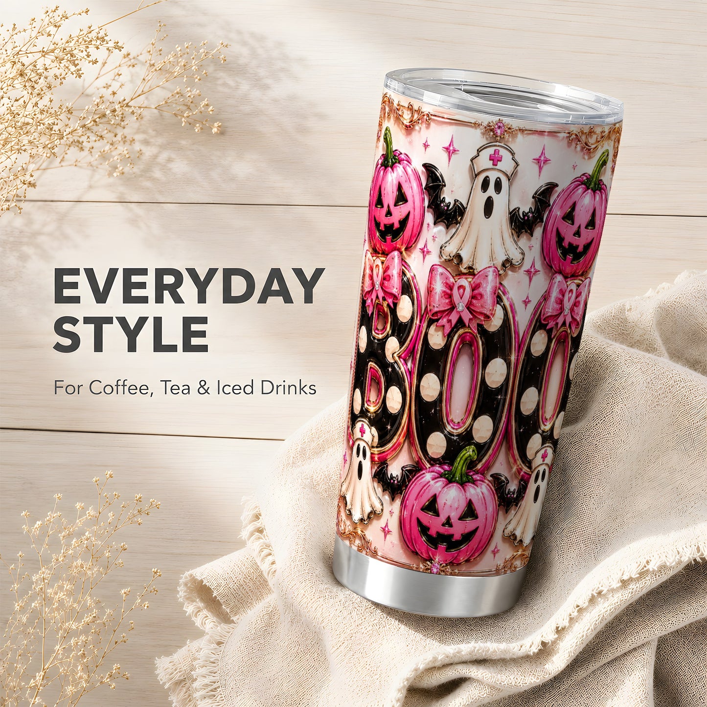 #pl[Steel] Nurse Ghost Tumbler 20oz, Spooky 20oz Tumbler, Stainless Steel Travel Cup