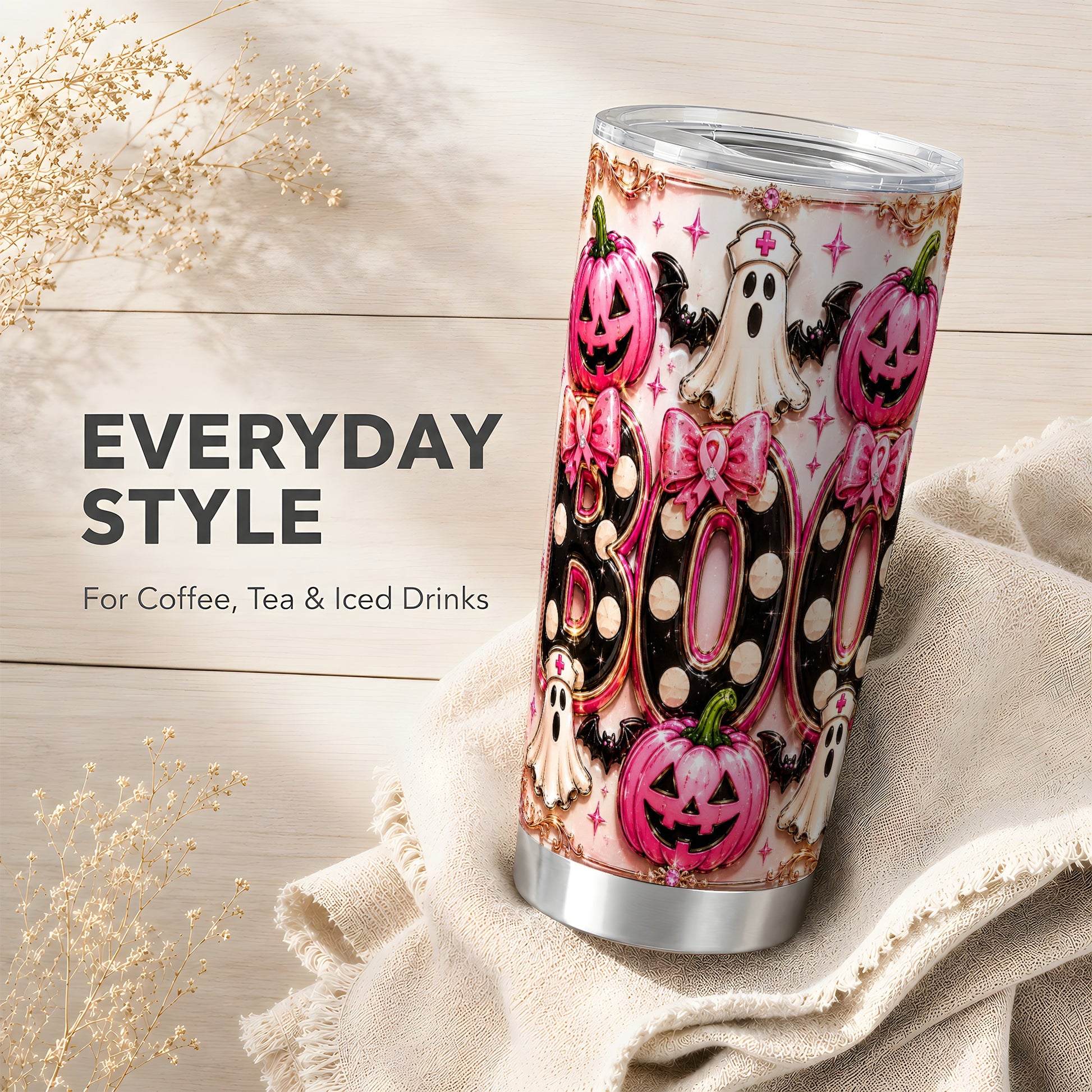 #pl[Steel] Nurse Ghost Tumbler 20oz, Spooky 20oz Tumbler, Stainless Steel Travel Cup