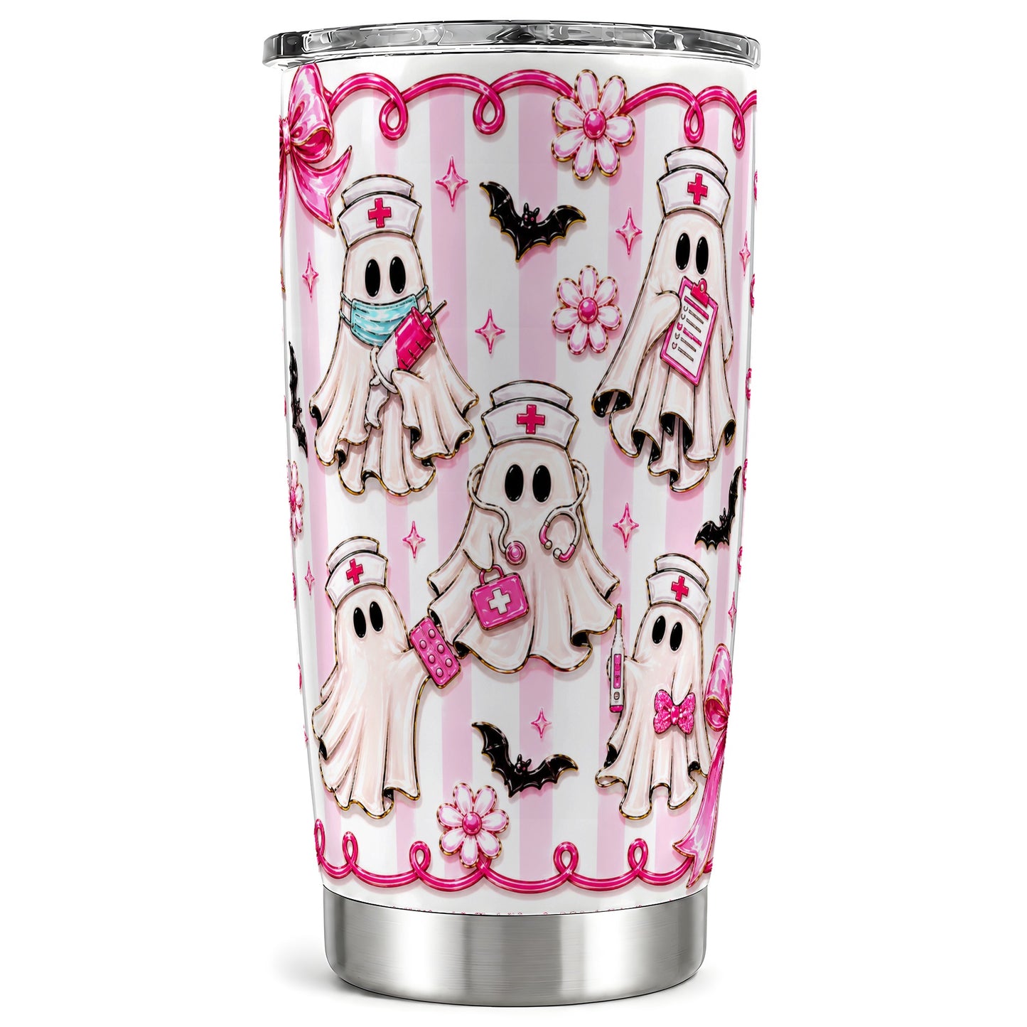 #pl[Steel] Nurse Ghost Tumbler 20oz, Medical 20oz Tumbler, Stainless Steel Travel Cup