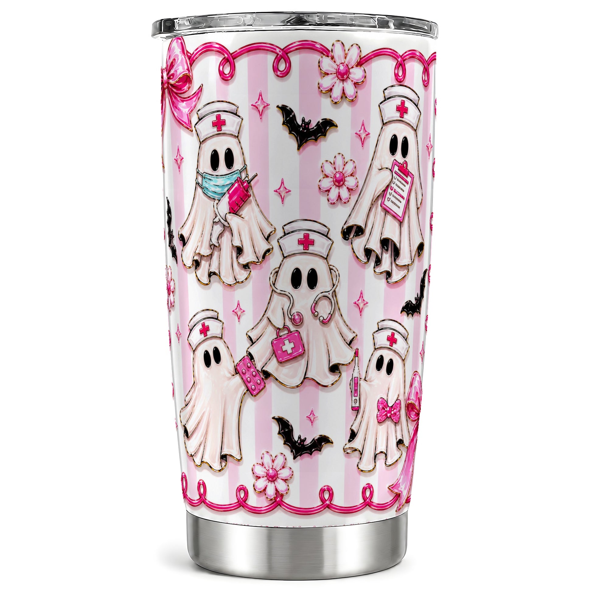 #pl[Steel] Nurse Ghost Tumbler 20oz, Medical 20oz Tumbler, Stainless Steel Travel Cup