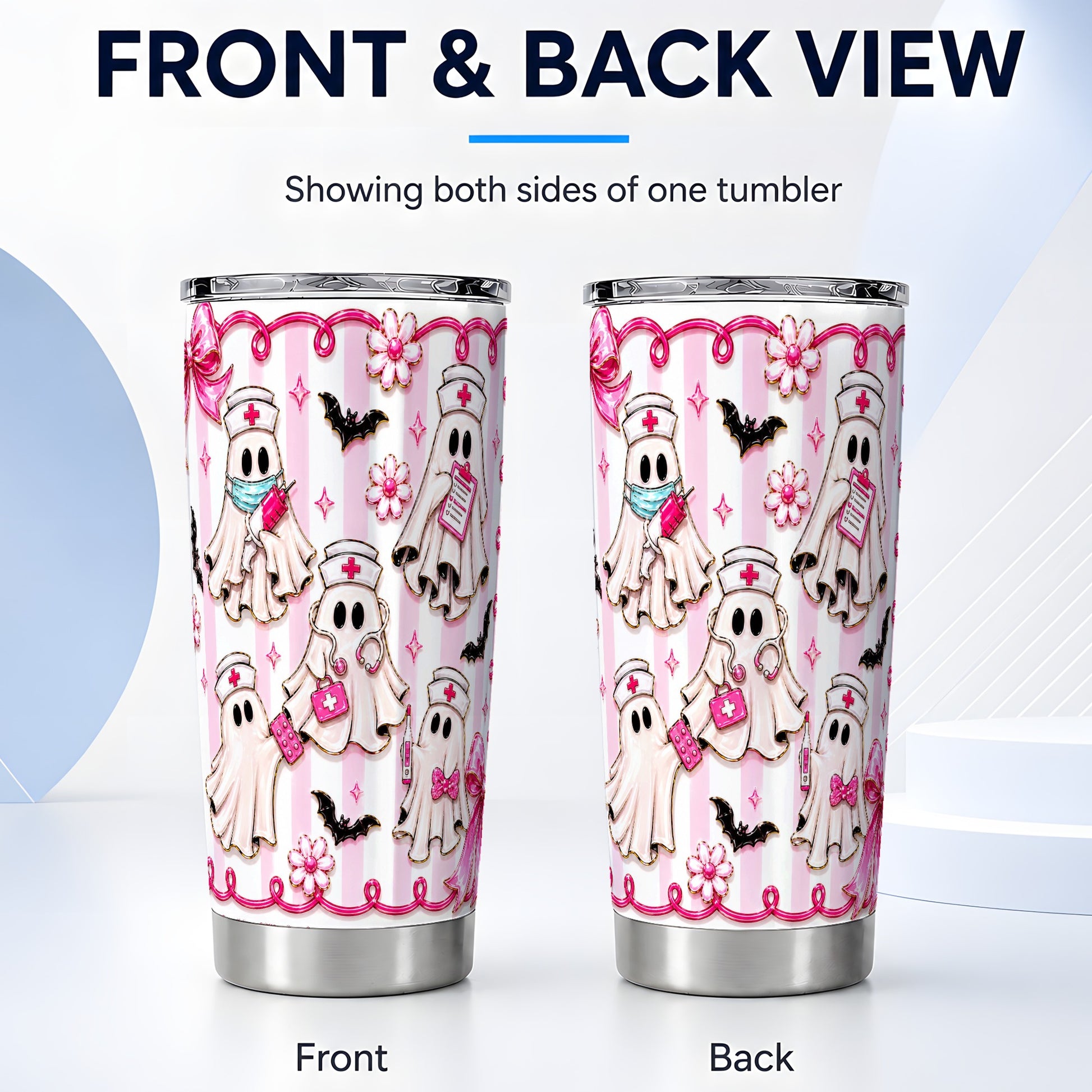 #pl[Steel] Nurse Ghost Tumbler 20oz, Medical 20oz Tumbler, Stainless Steel Travel Cup