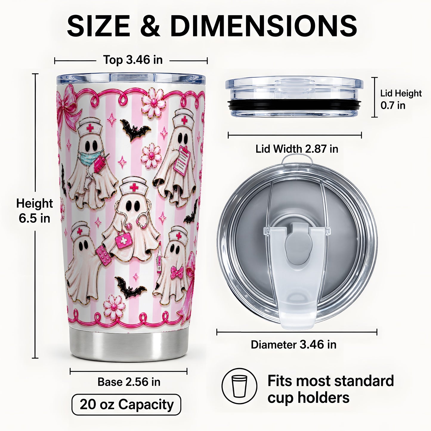 #pl[Steel] Nurse Ghost Tumbler 20oz, Medical 20oz Tumbler, Stainless Steel Travel Cup